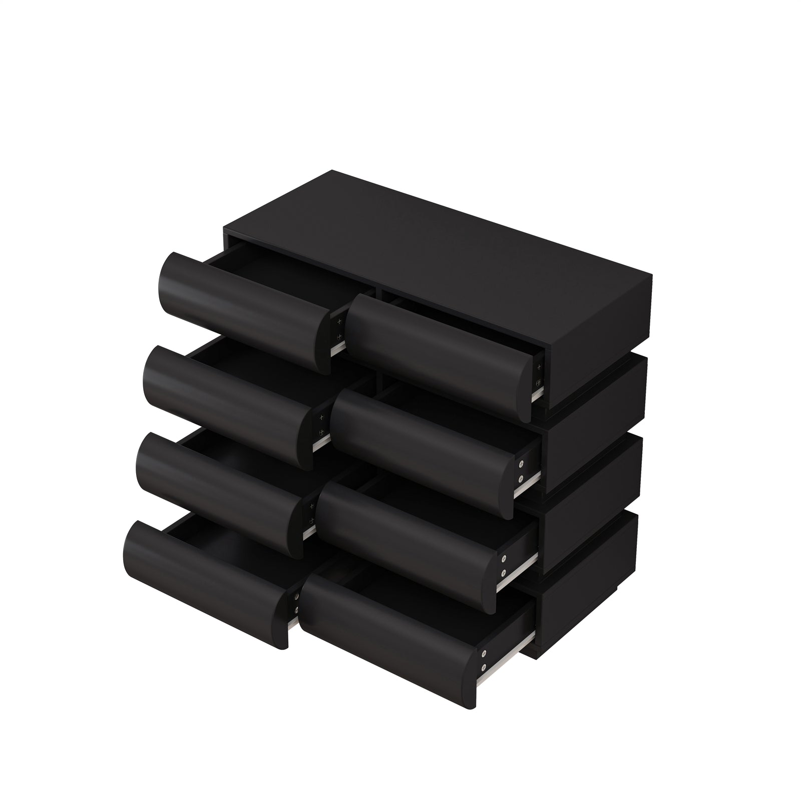 Nøordka Light Sideboard Default 32" Black Mid Century Modern 8 Drawer Dresser with Wide Storage