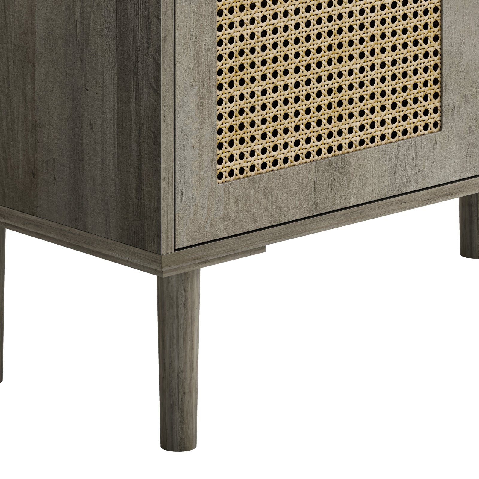 Nøordka Light Sideboard Default 32" Gray Rattan Mesh Storage Cabinet