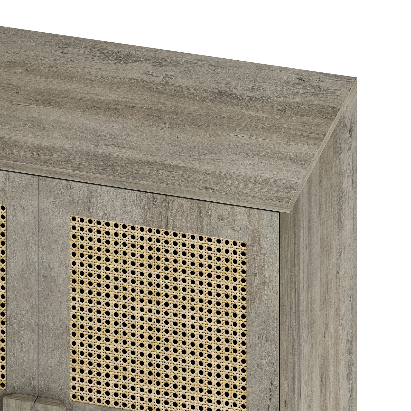 Nøordka Light Sideboard Default 32" Gray Rattan Mesh Storage Cabinet