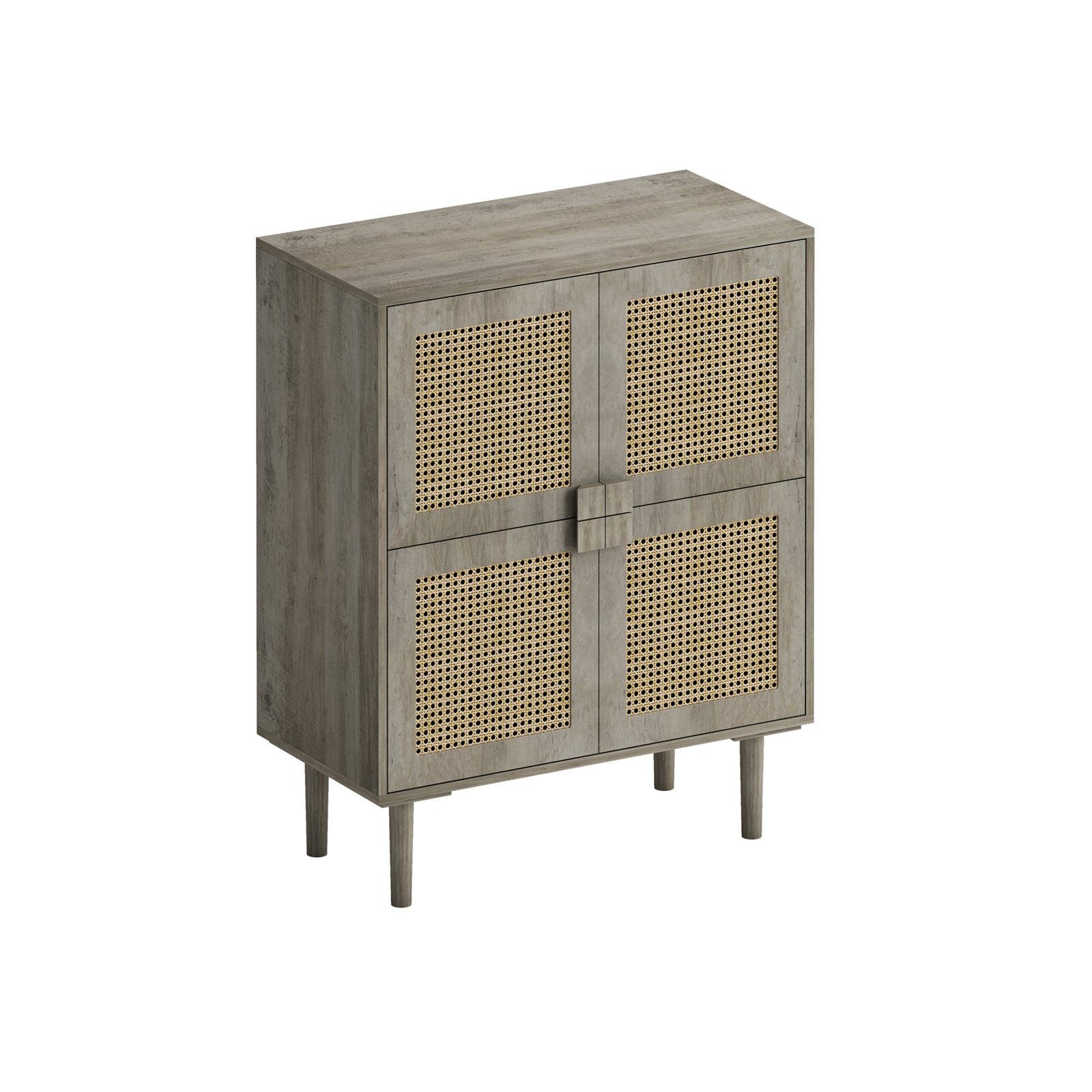 Nøordka Light Sideboard Default 32" Gray Rattan Mesh Storage Cabinet