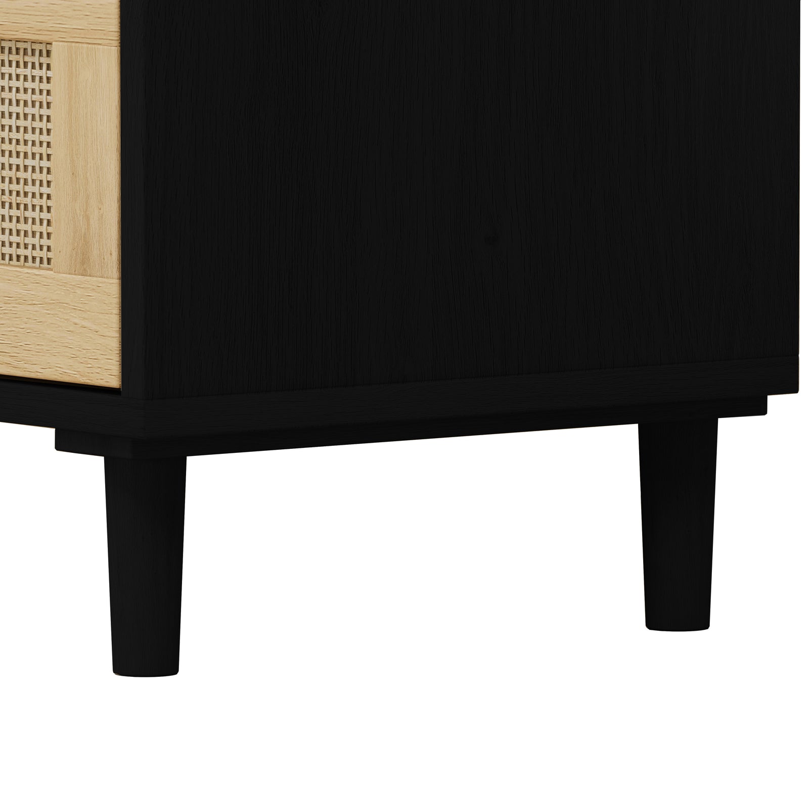 Nøordka Light Sideboard Default 32" Mid Century Modern 3 Drawer Rattan Cabinet with Black Accents