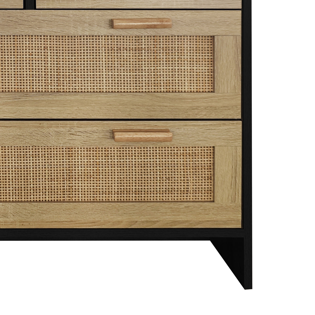 Nøordka Light Sideboard Default 32" Mid Century Modern Rattan Cabinet with Black Accents