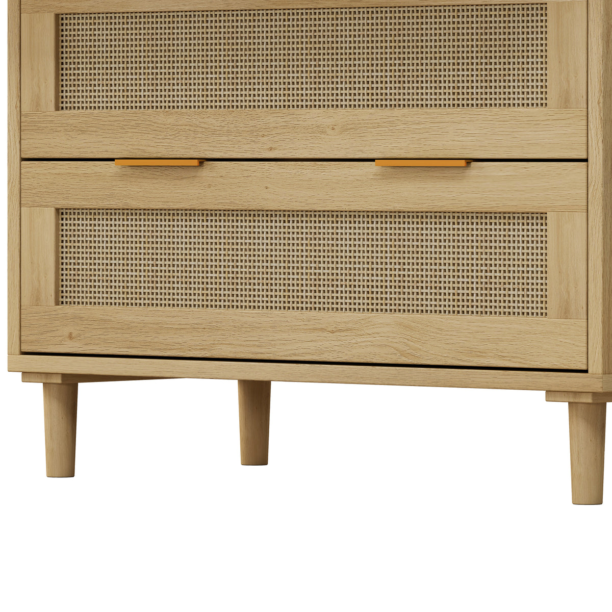 Nøordka Light Sideboard Default 32" Mid Century Modern Three Drawer Rattan Storage Cabinet
