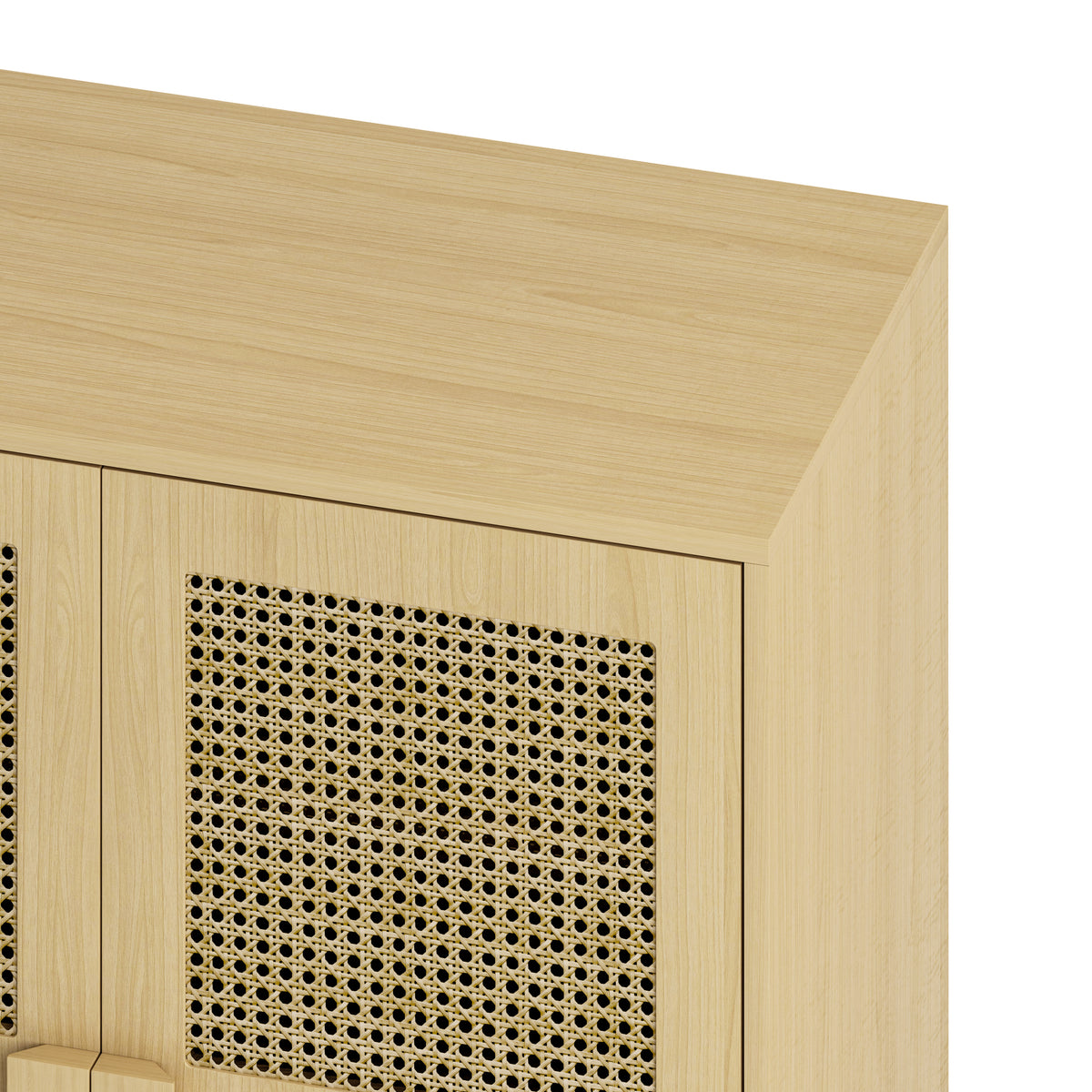 Nøordka Light Sideboard Default 32" Natural Tone Rattan Mesh Storage Cabinet with Adjustable Shelving
