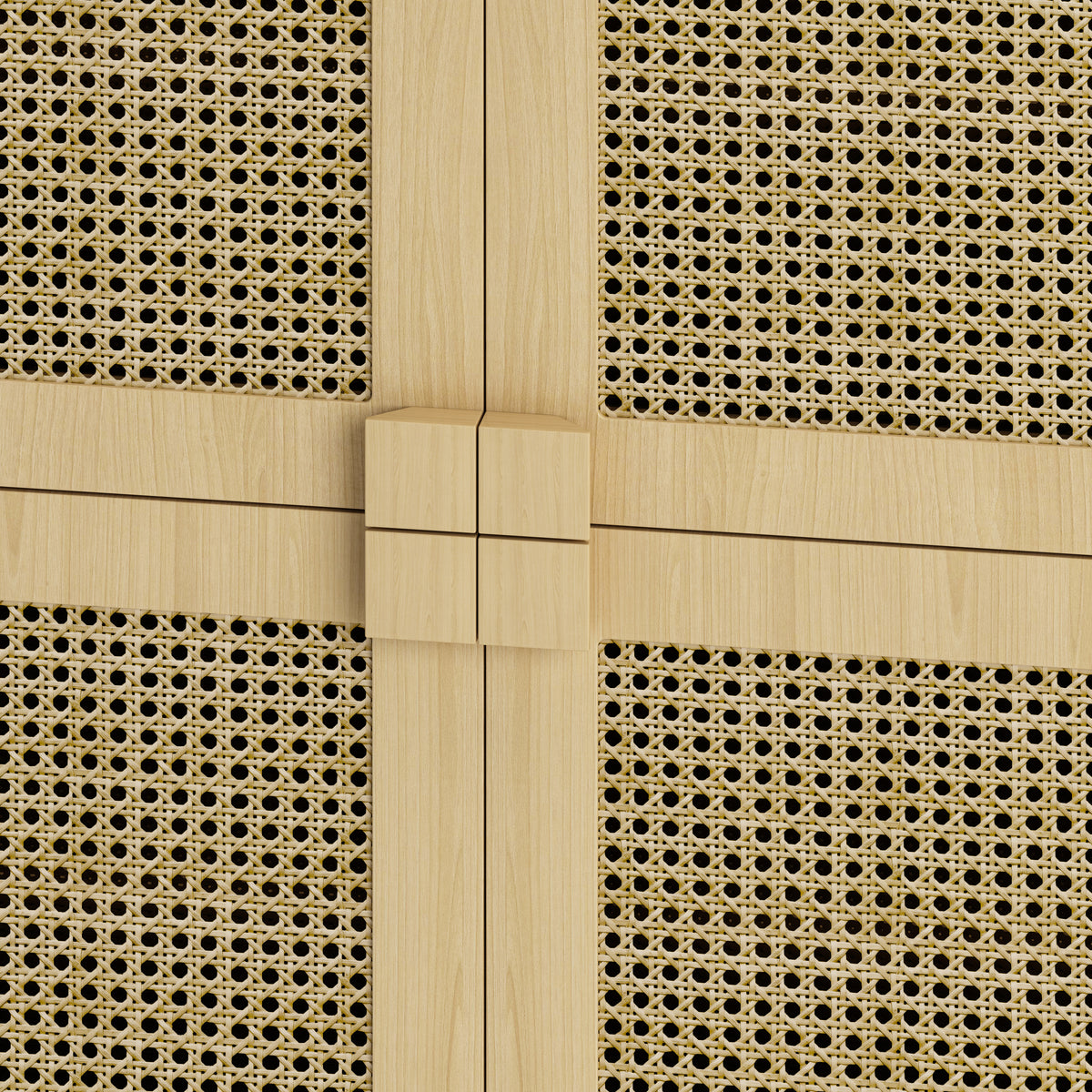 Nøordka Light Sideboard Default 32" Natural Tone Rattan Mesh Storage Cabinet with Adjustable Shelving