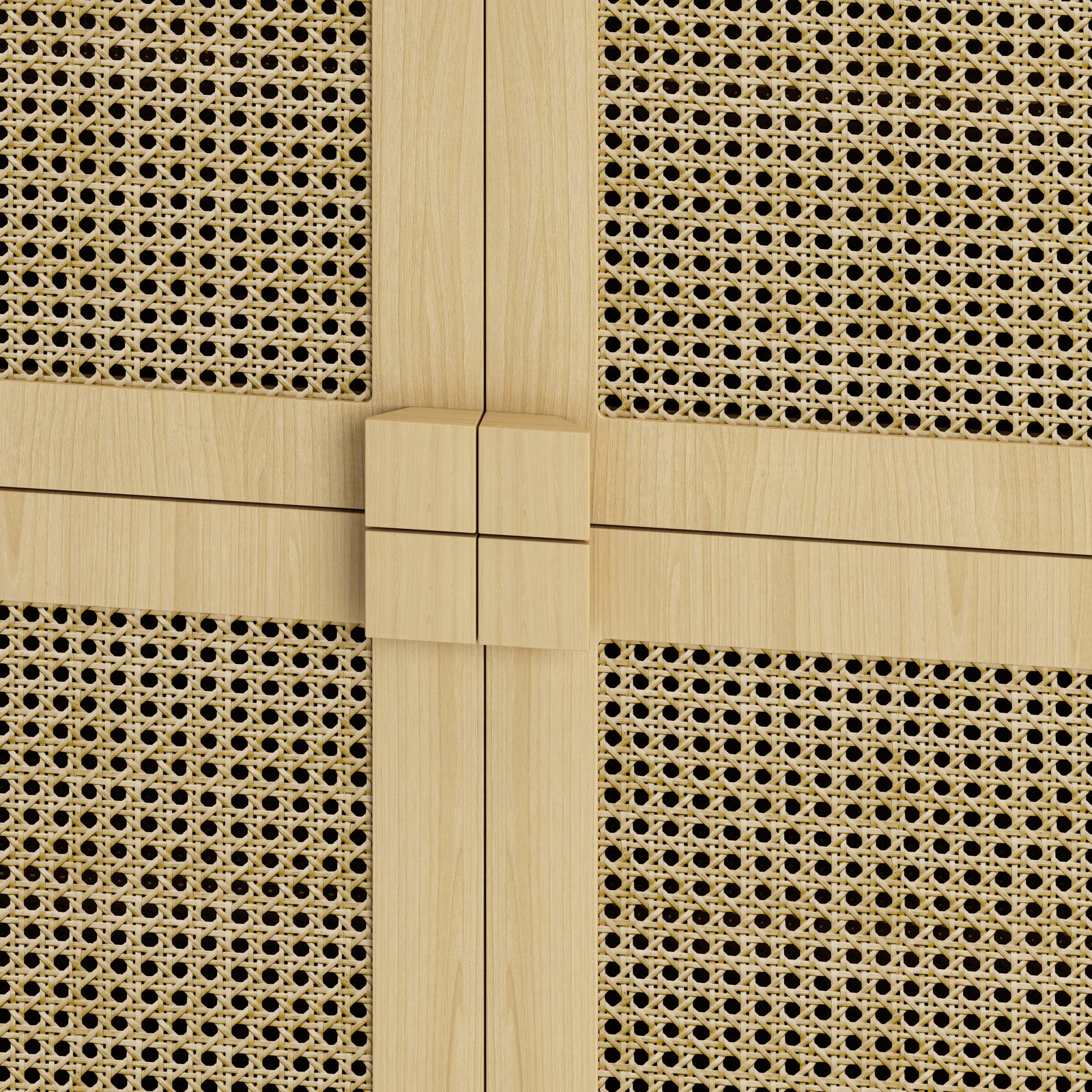 Nøordka Light Sideboard Default 32" Natural Tone Rattan Mesh Storage Cabinet with Adjustable Shelving