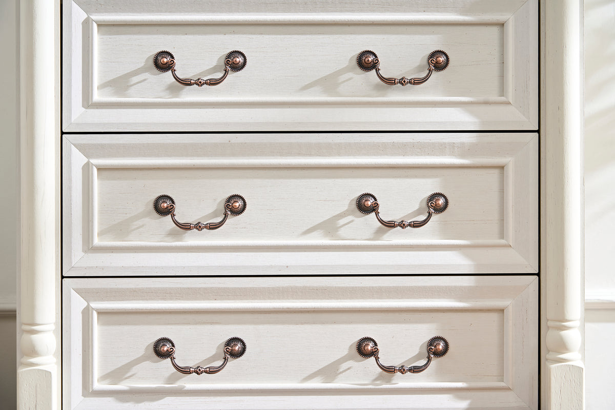 Nøordka Light Sideboard Default 32" White Rustic 7 Drawer Wooden Dresser Chest in Walnut Finish