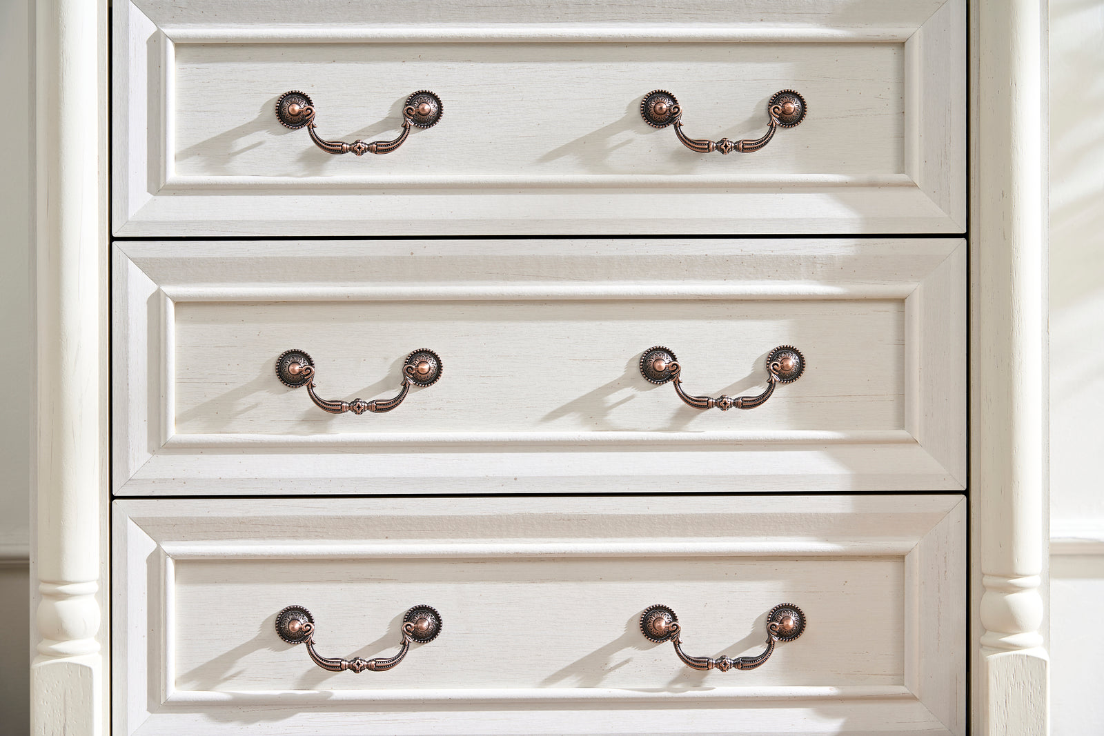 Nøordka Light Sideboard Default 32" White Rustic 7 Drawer Wooden Dresser Chest in Walnut Finish