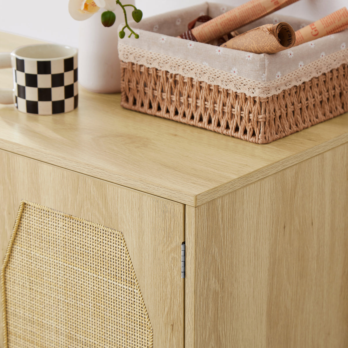 Nøordka Light Sideboard Default 35" Natural Tone Rattan Door Kitchen Cabinet