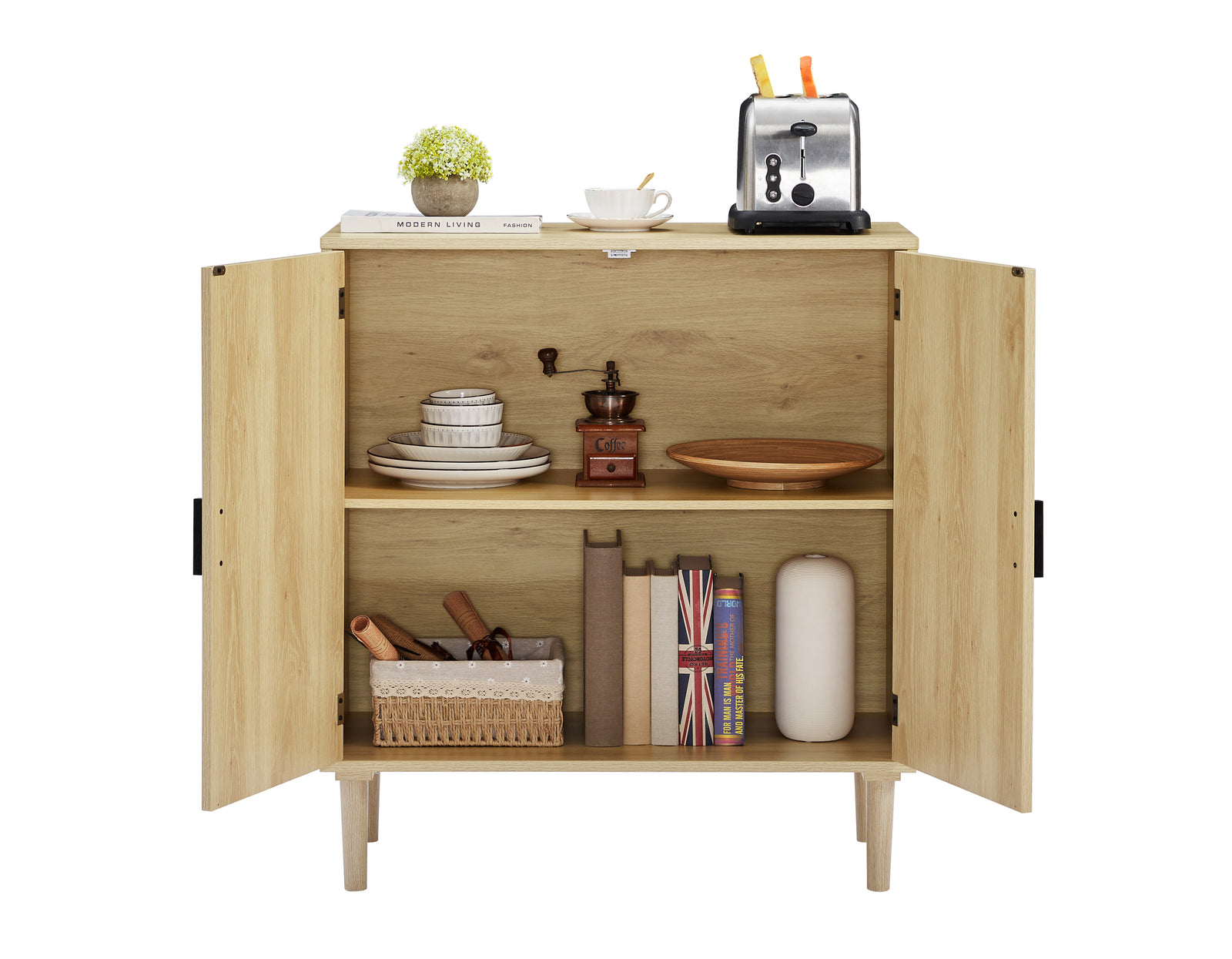 Nøordka Light Sideboard Default 35" Natural Tone Rattan Door Kitchen Cabinet
