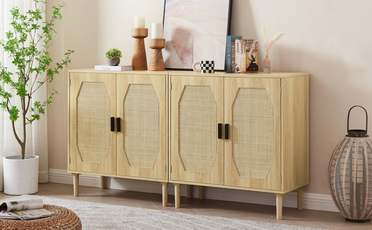 Nøordka Light Sideboard Default 35" Natural Tone Rattan Door Kitchen Cabinet