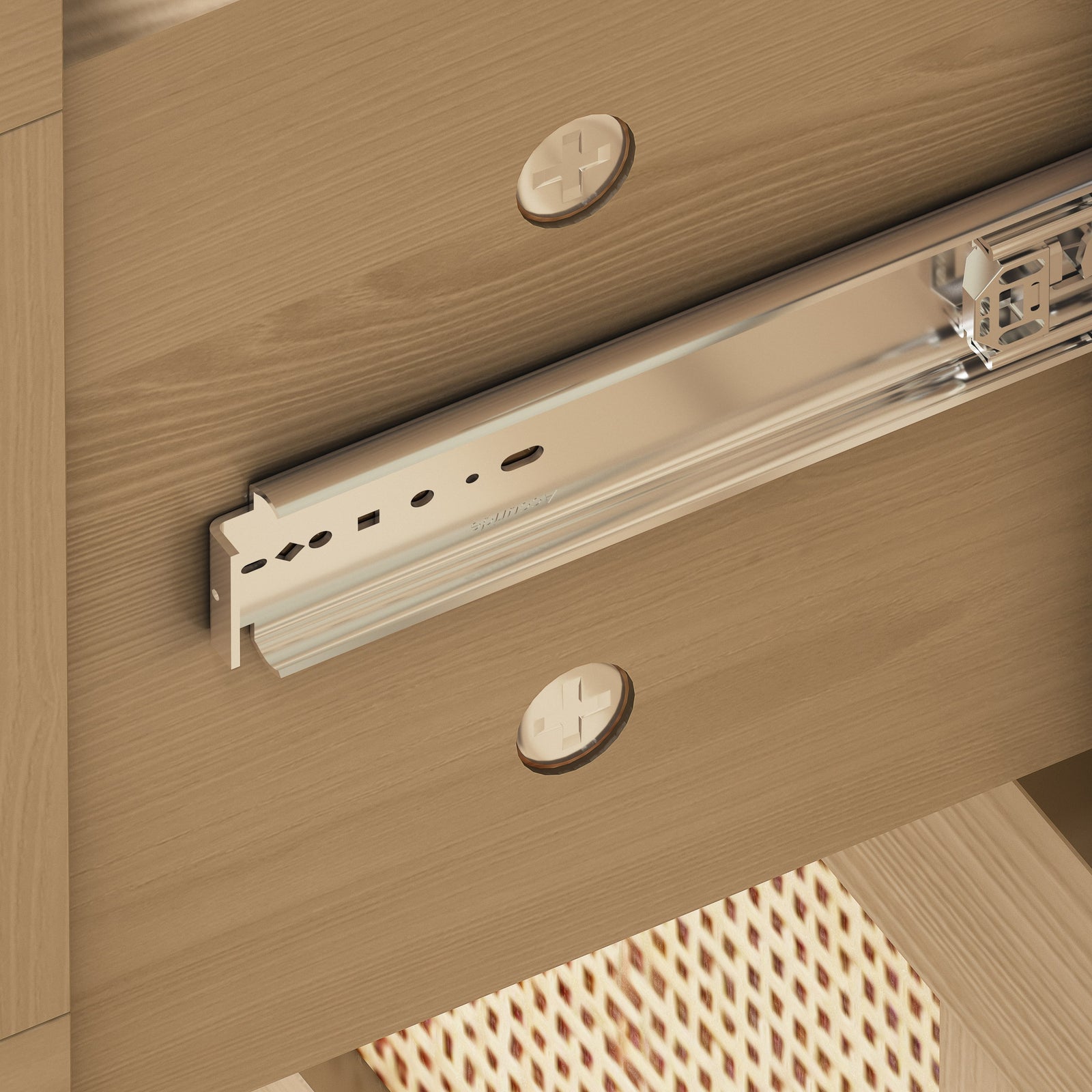 Nøordka Light Sideboard Default 44" Mid Century Modern Six Drawer Rattan Dresser