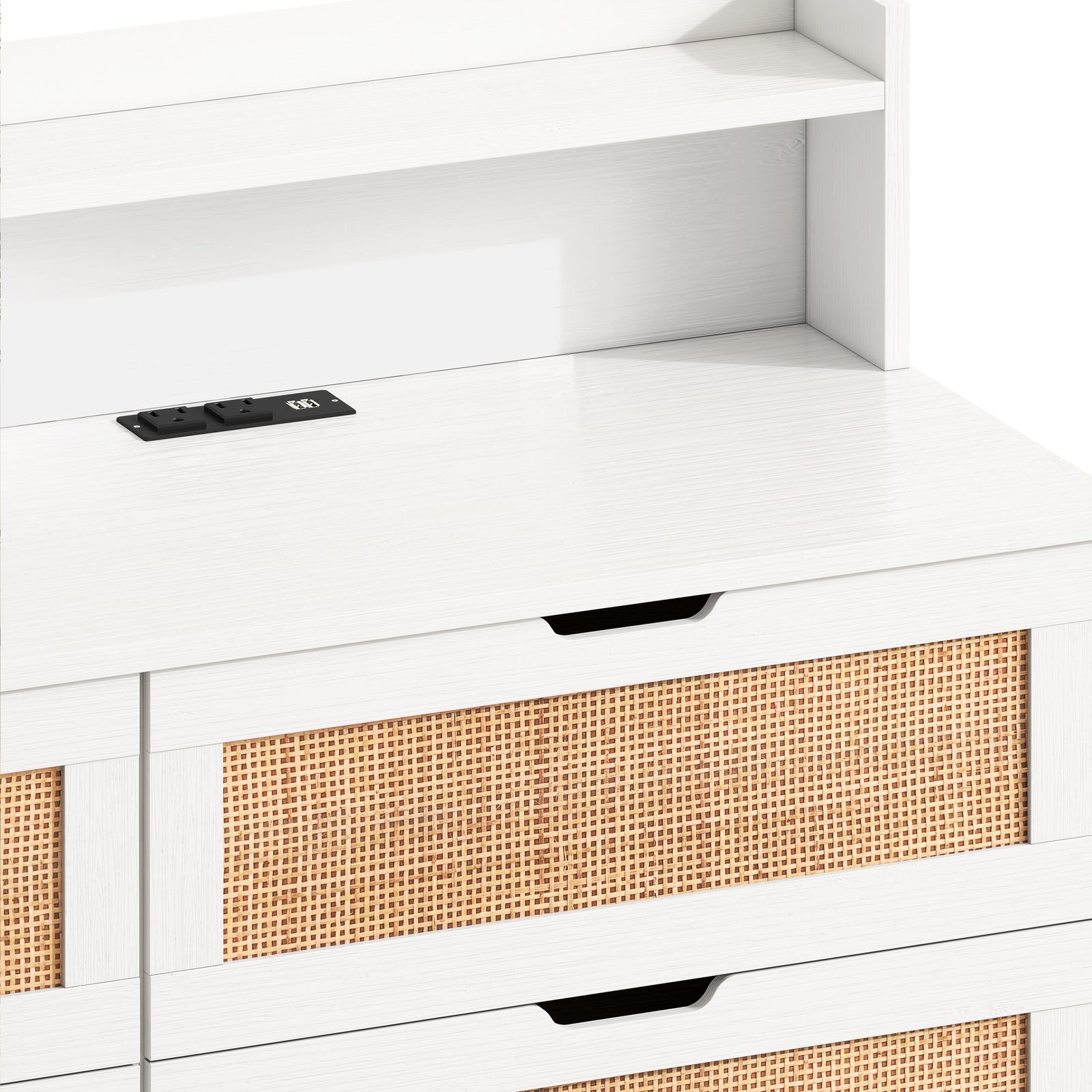Nøordka Light Sideboard Default 45" Mid Century Modern Rattan Storage Cabinet With LED Lighting