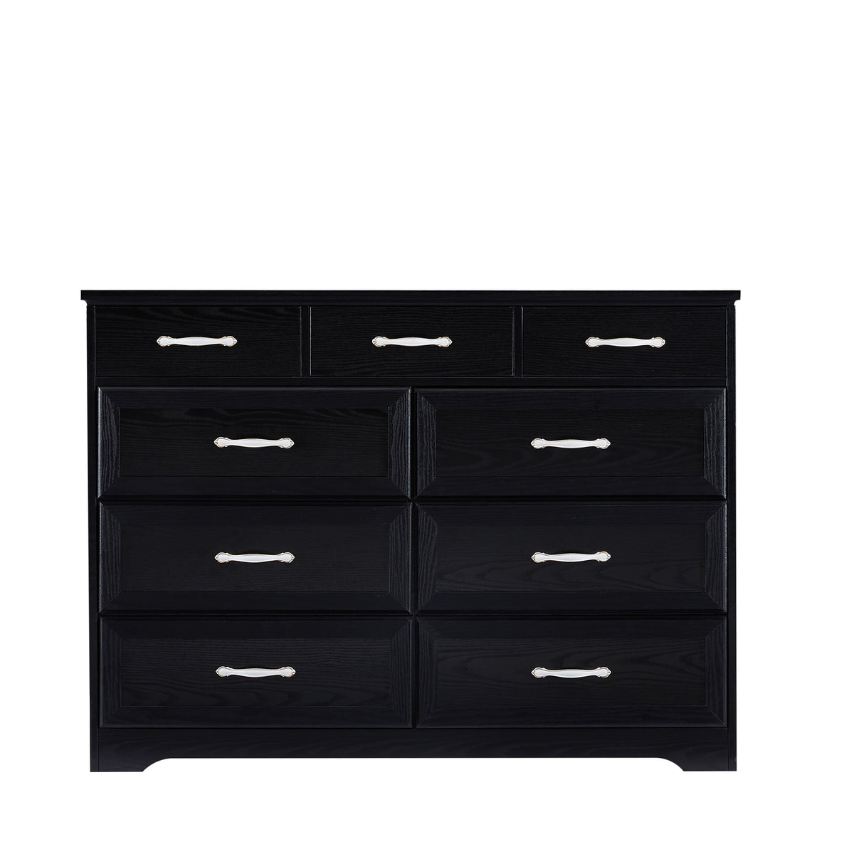 Nøordka Light Sideboard Default 50" Black Finish Rustic Wooden 9 Drawer Dresser