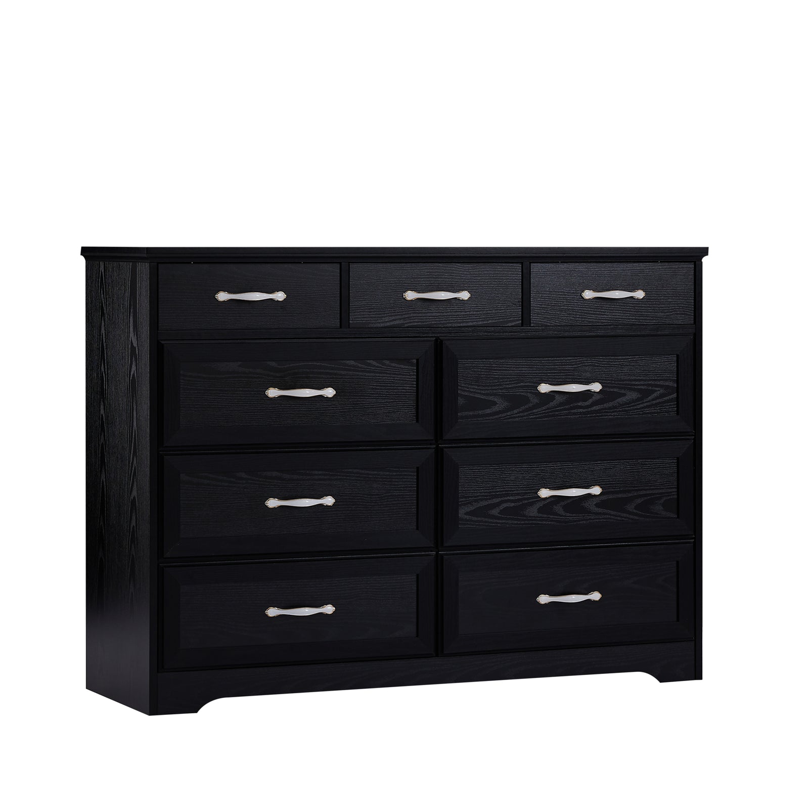 Nøordka Light Sideboard Default 50" Black Finish Rustic Wooden 9 Drawer Dresser