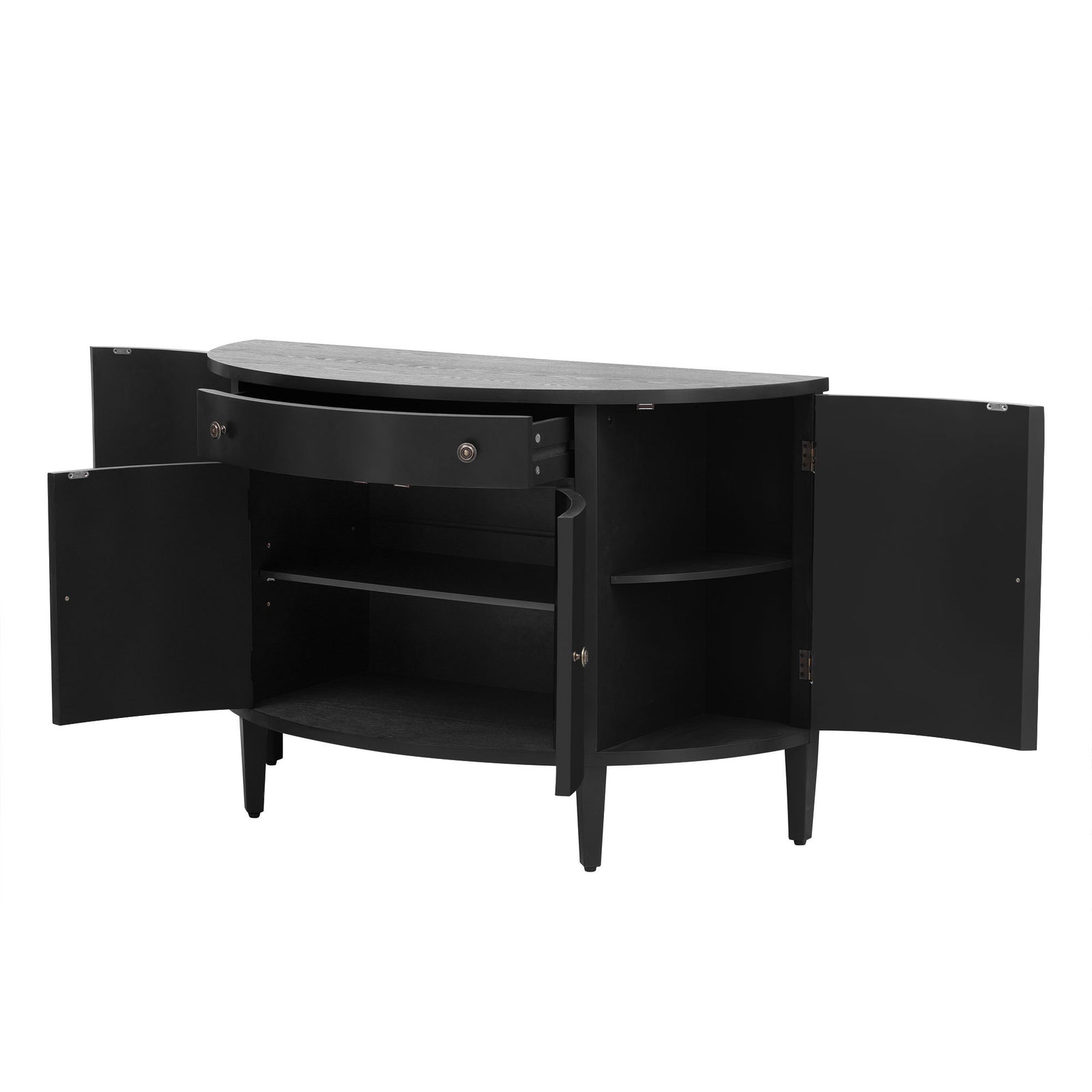 Nøordka Light Sideboard Default 50" Fraxinus Mandschuric Black Solid Wood Cabinet with Adjustable Shelving