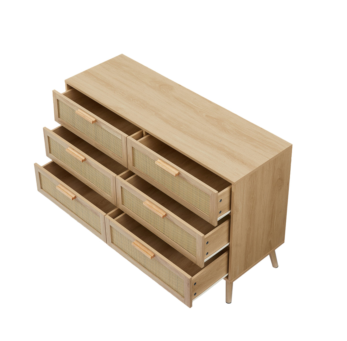 Nøordka Light Sideboard Default 50" Natural Wood Double Dresser with Rattan Drawers