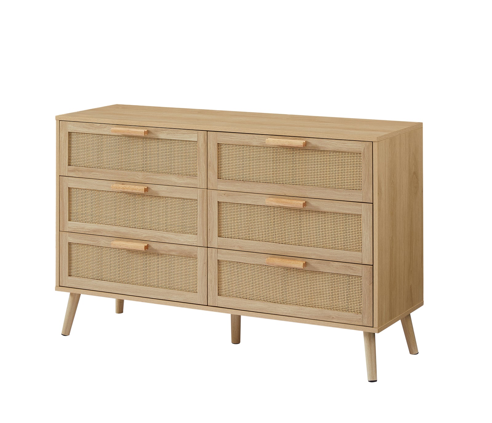 Nøordka Light Sideboard Default 50" Natural Wood Double Dresser with Rattan Drawers