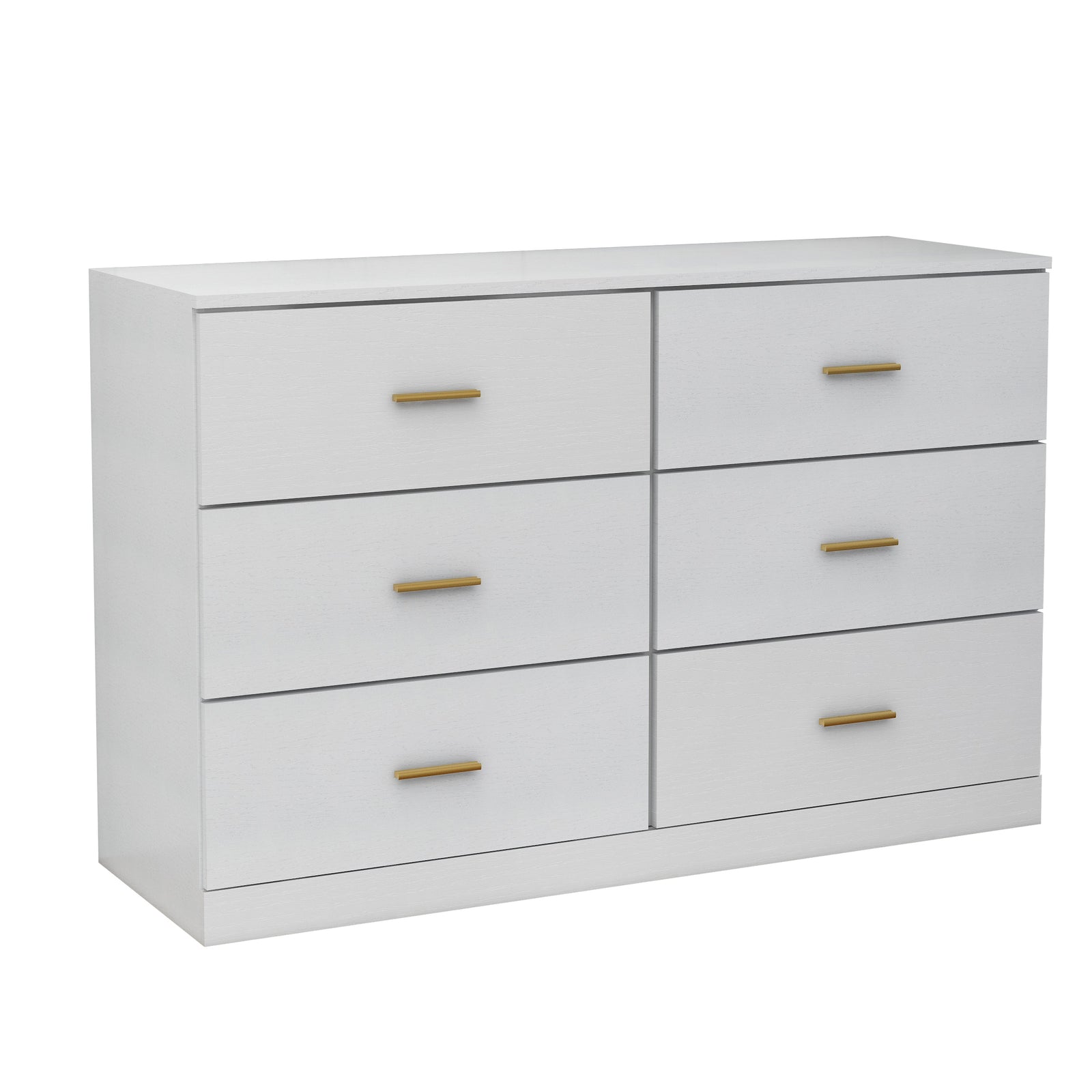 Nøordka Light Sideboard Default 50" White Mid Century Modern 6-Drawer Dresser