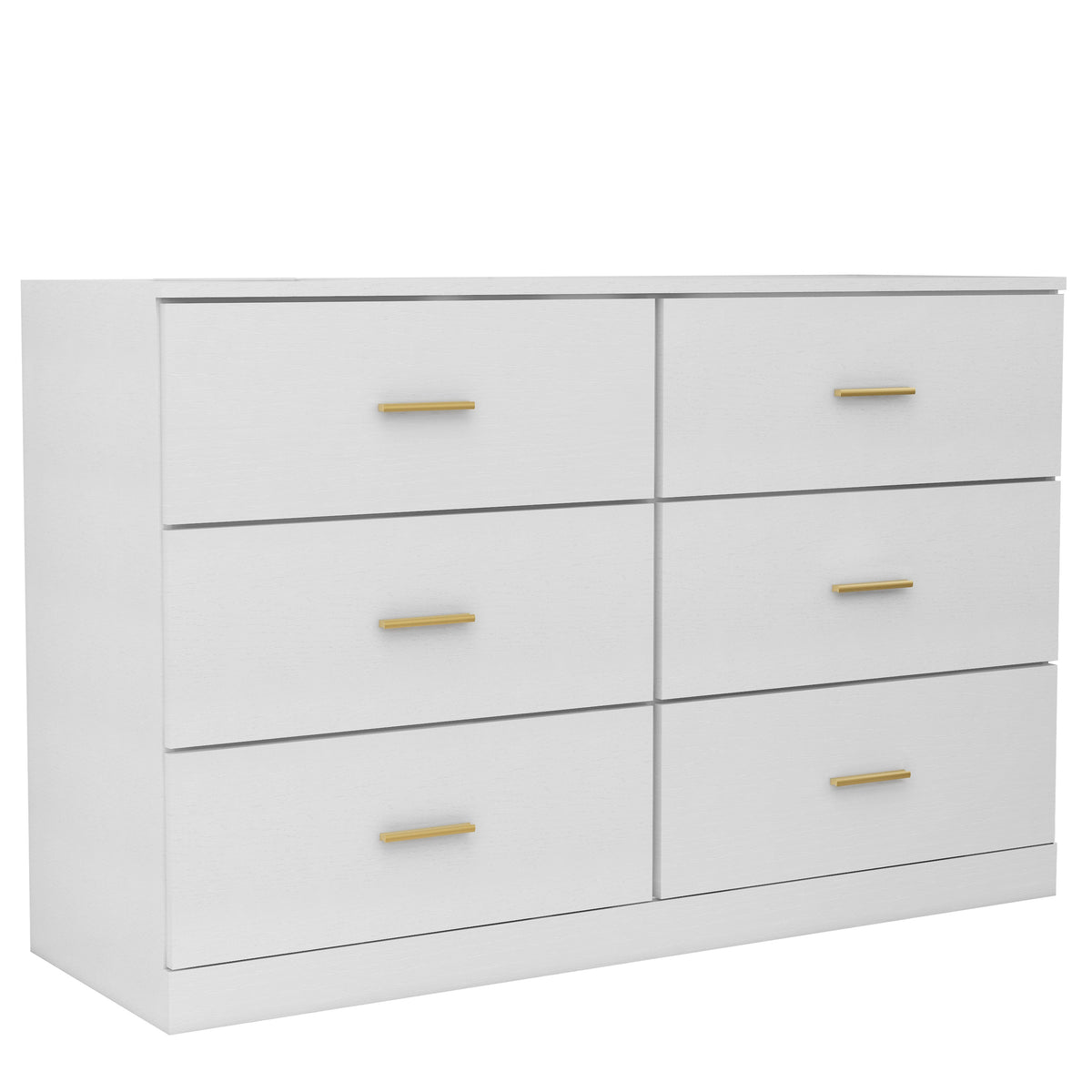 Nøordka Light Sideboard Default 50" White Mid Century Modern 6-Drawer Dresser