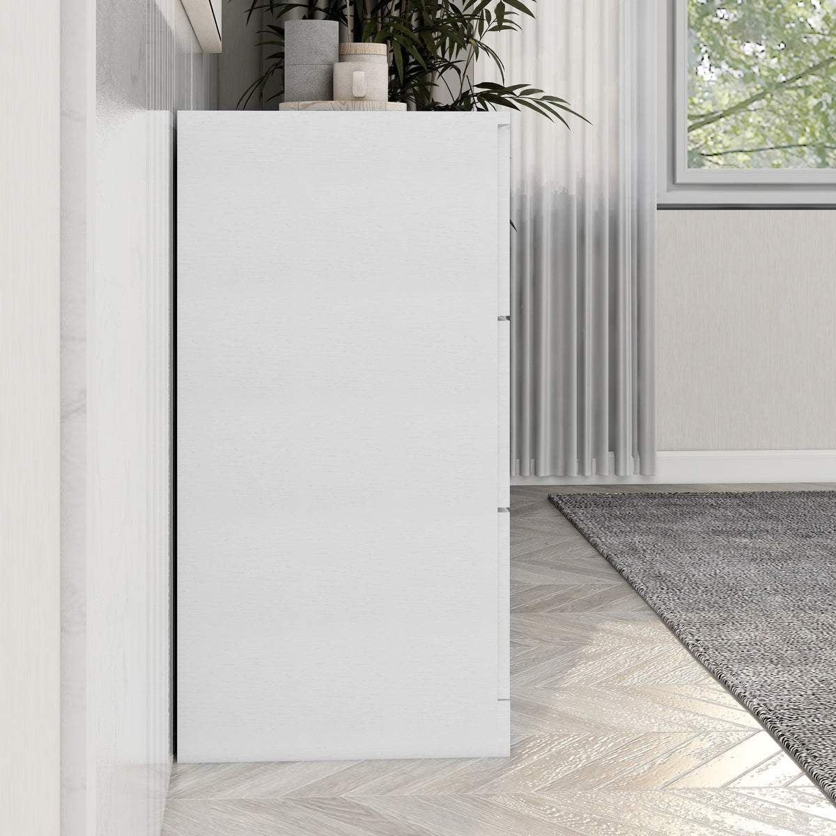 Nøordka Light Sideboard Default 50" White Mid Century Modern 6-Drawer Dresser