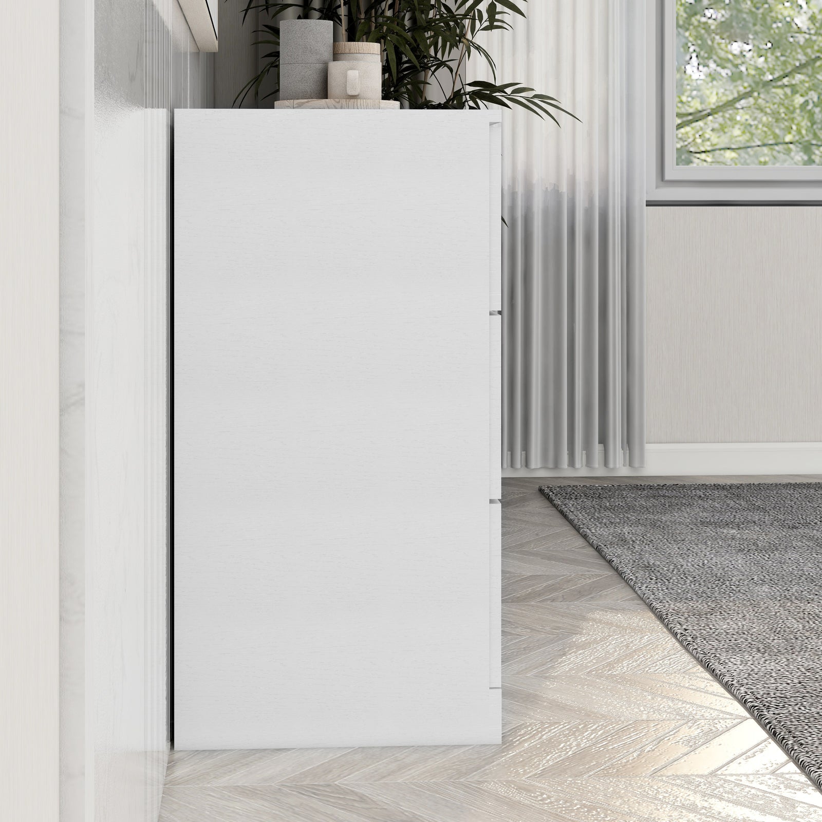 Nøordka Light Sideboard Default 50" White Mid Century Modern 6-Drawer Dresser