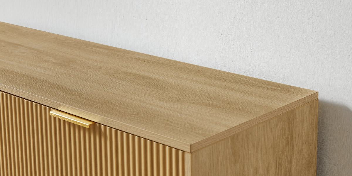 Nøordka Light Sideboard Default 50" Wooden 6 Drawer Dresser With Wavy Carve Drawers