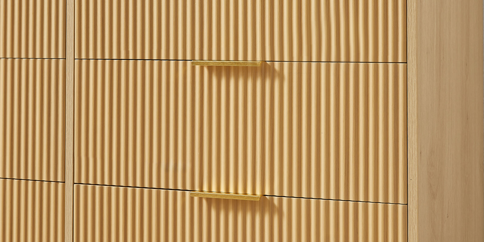 Nøordka Light Sideboard Default 50" Wooden 6 Drawer Dresser With Wavy Carve Drawers