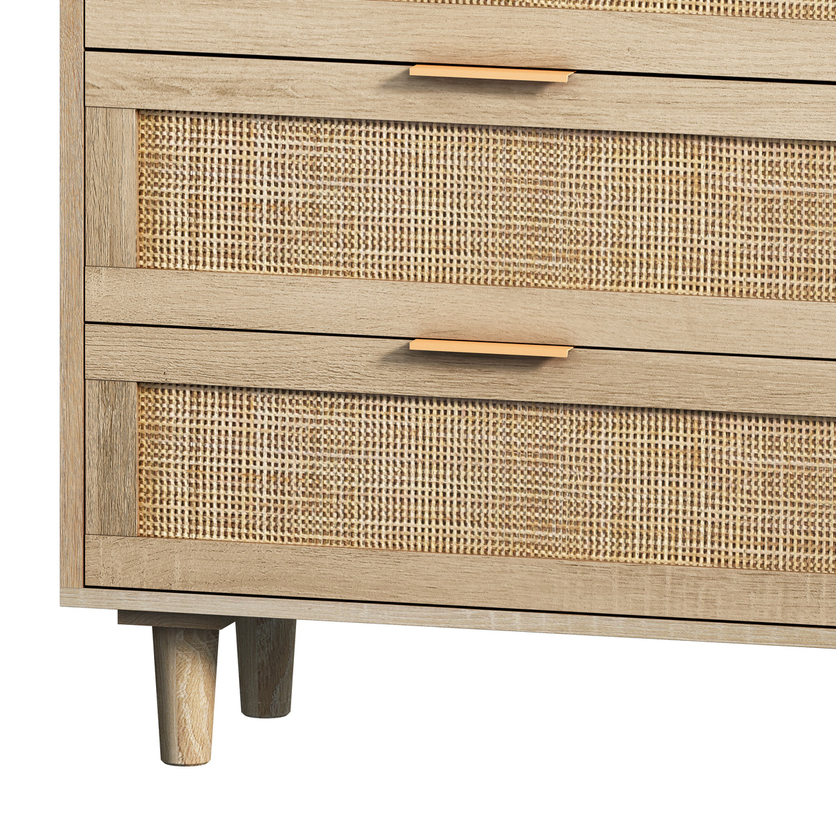 Nøordka Light Sideboard Default 52" Mid Century Modern 6 Drawer Rattan