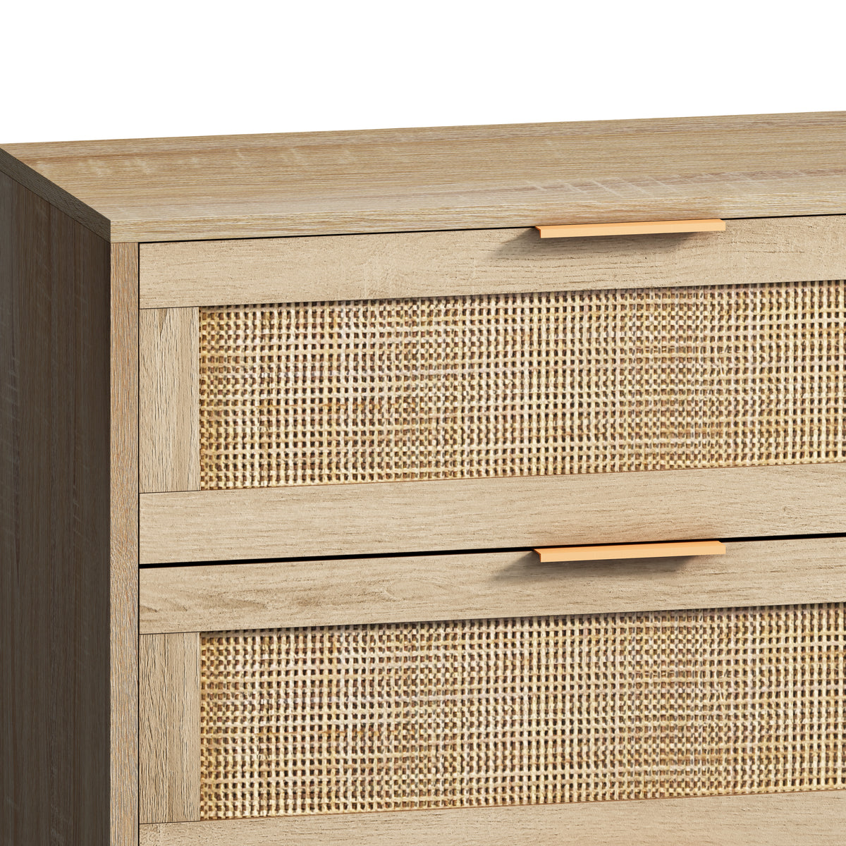 Nøordka Light Sideboard Default 52" Mid Century Modern 6 Drawer Rattan