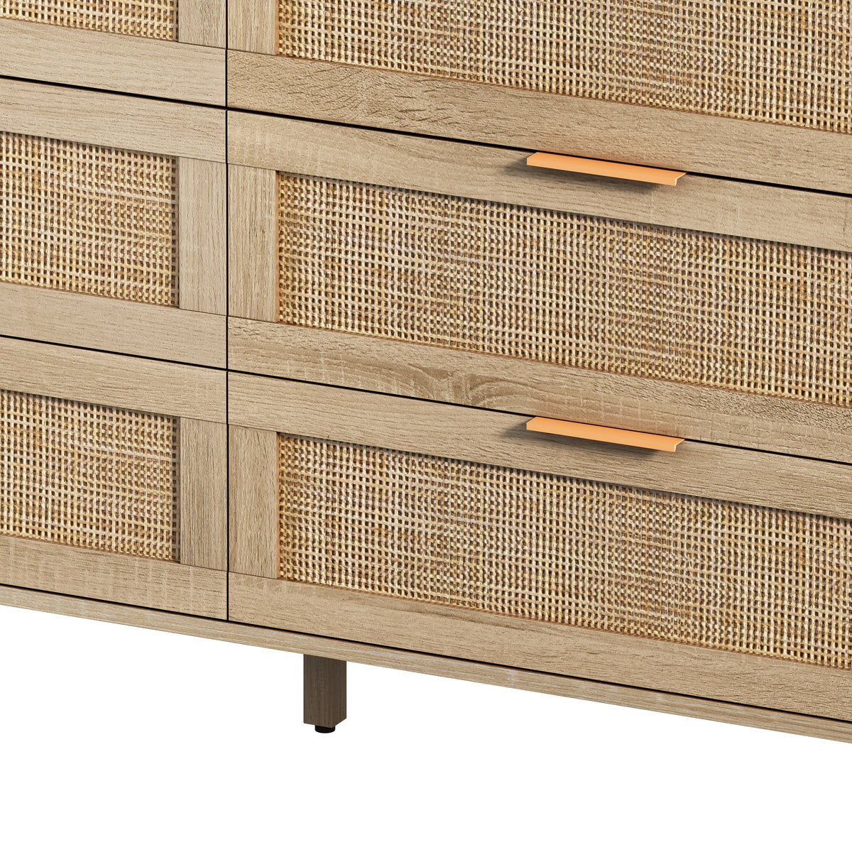 Nøordka Light Sideboard Default 52" Mid Century Modern 6 Drawer Rattan