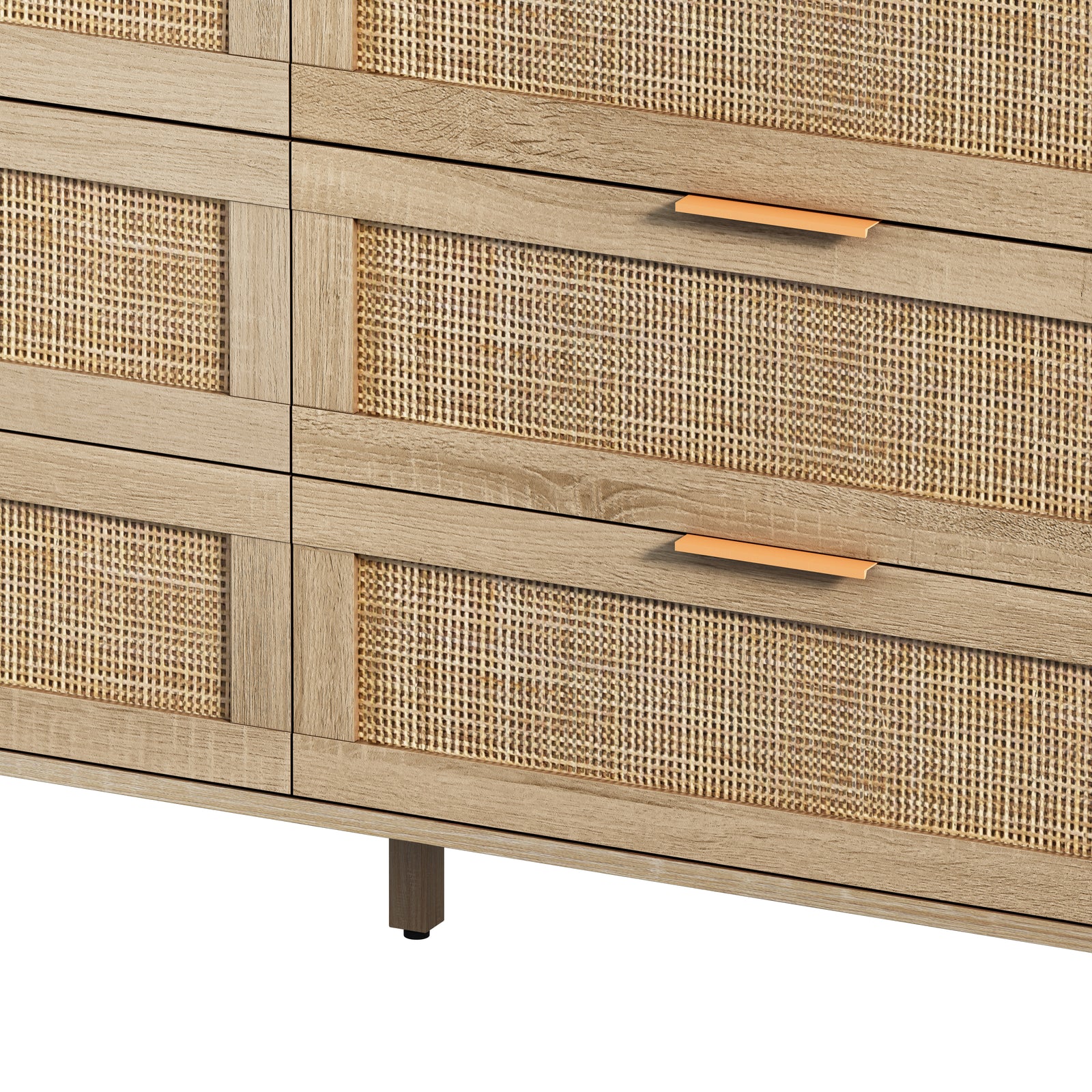 Nøordka Light Sideboard Default 52" Mid Century Modern 6 Drawer Rattan