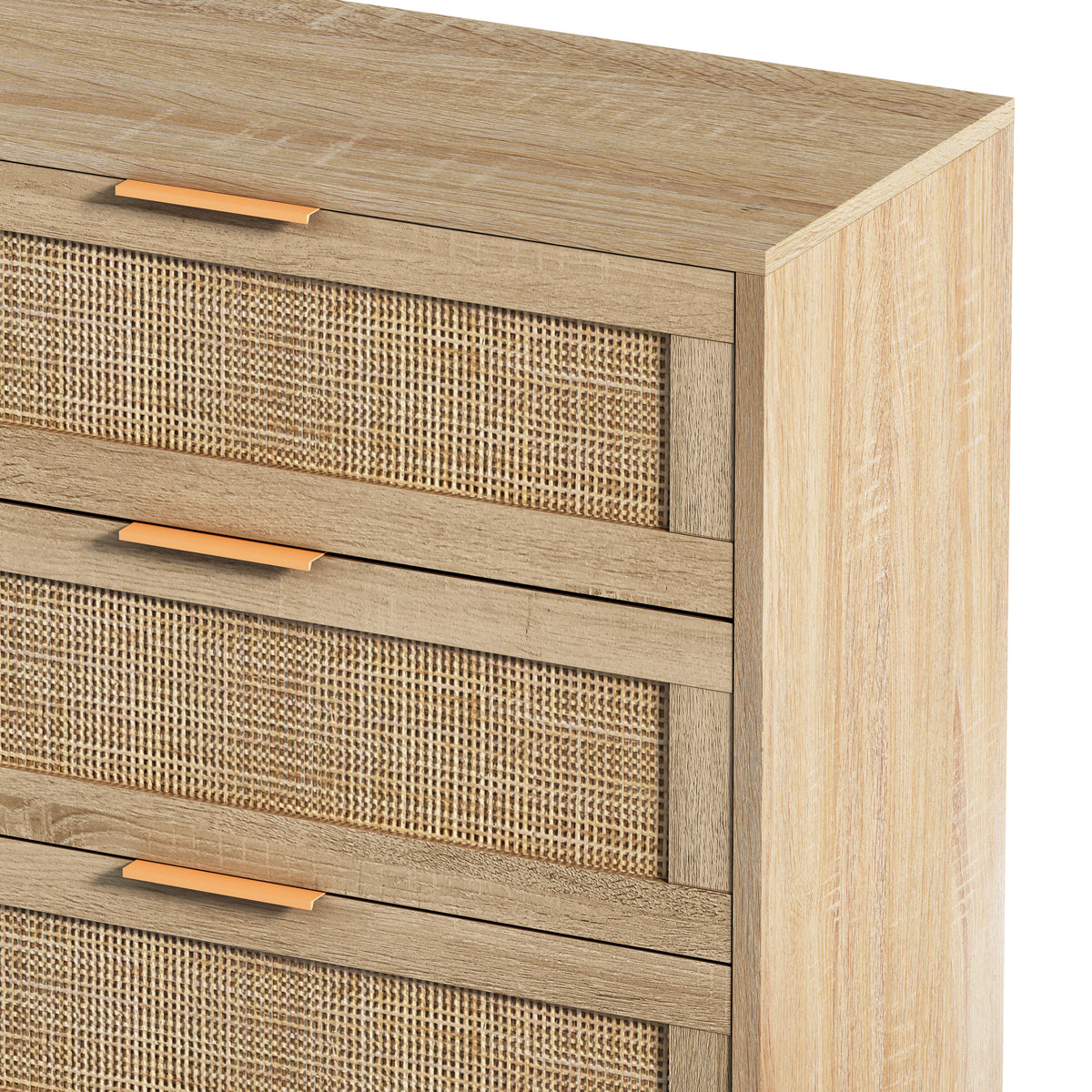 Nøordka Light Sideboard Default 52" Mid Century Modern 6 Drawer Rattan
