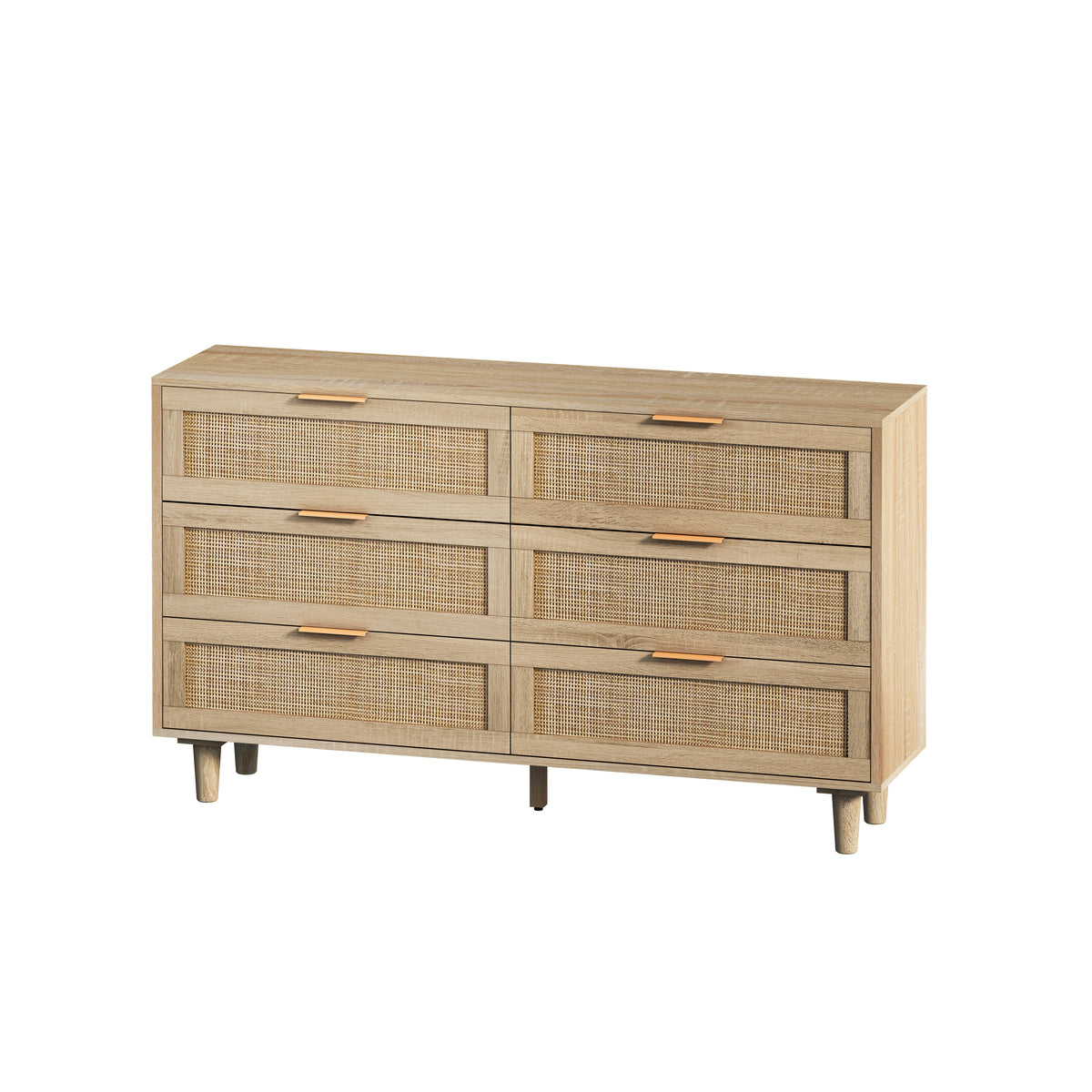 Nøordka Light Sideboard Default 52" Mid Century Modern 6 Drawer Rattan