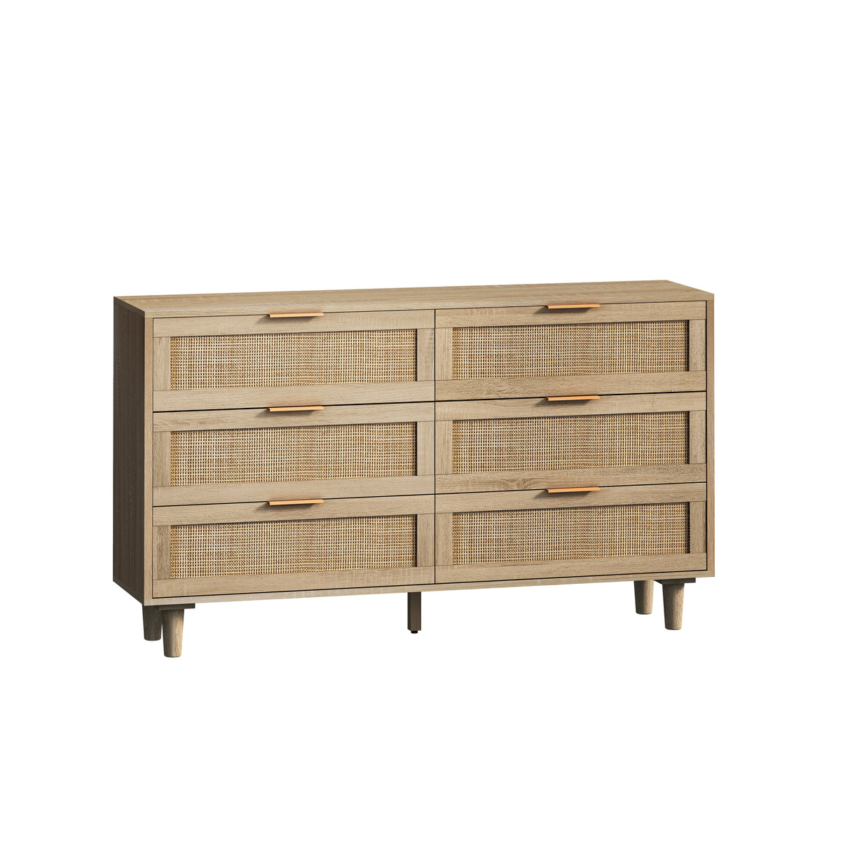 Nøordka Light Sideboard Default 52" Mid Century Modern 6 Drawer Rattan