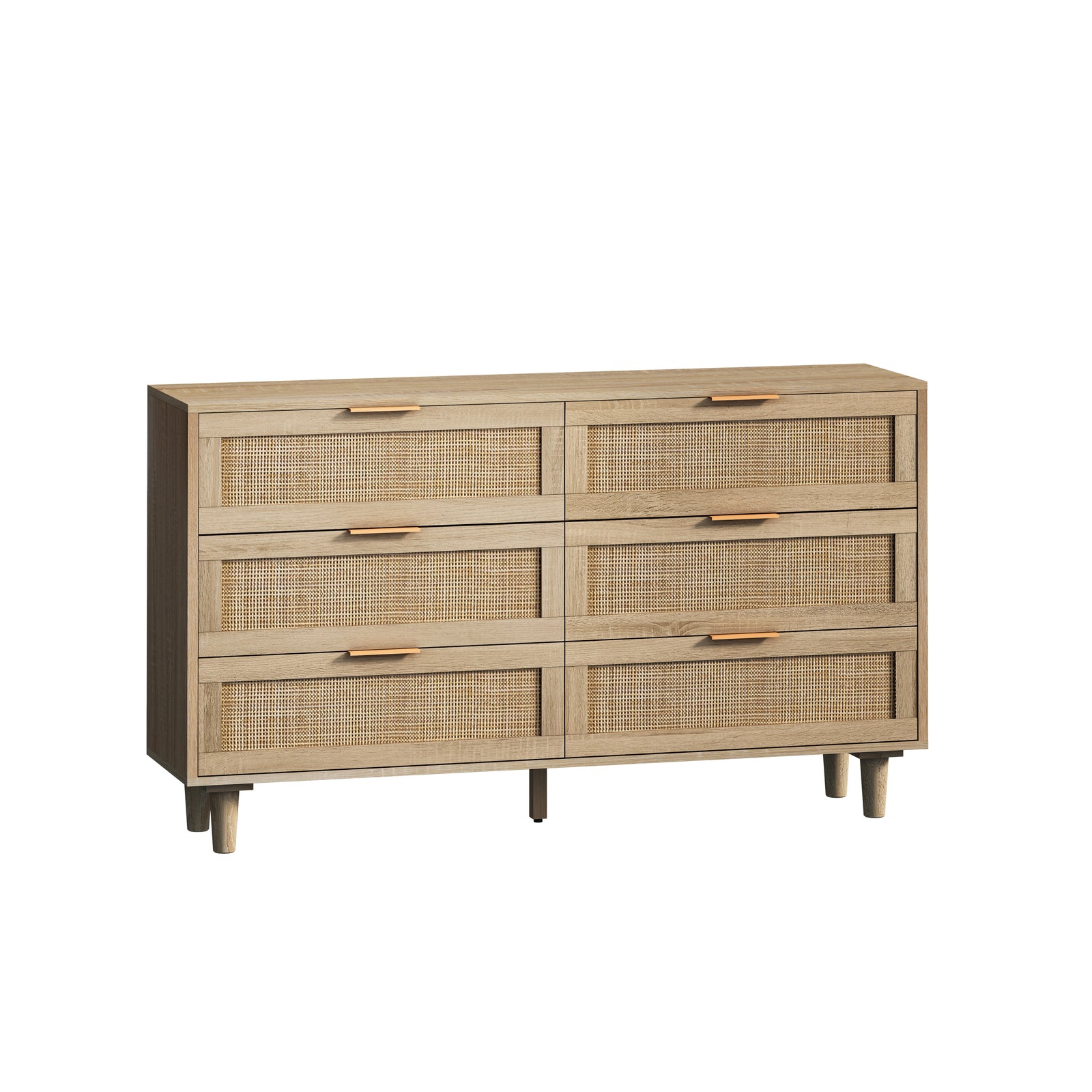Nøordka Light Sideboard Default 52" Mid Century Modern 6 Drawer Rattan