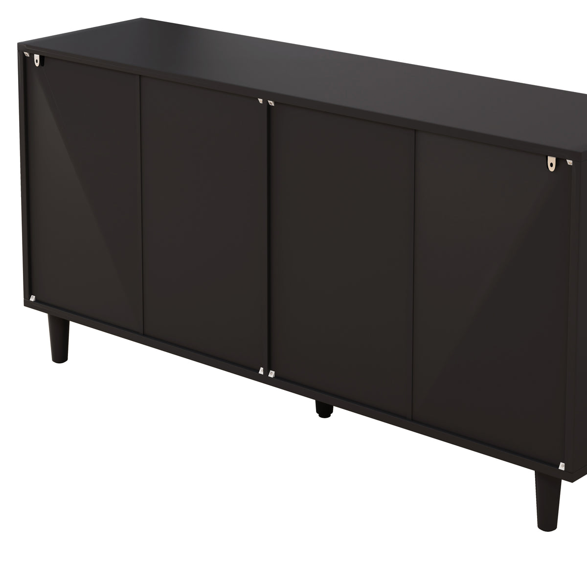 Nøordka Light Sideboard Default 52" Mid Century Modern Six Drawer Rattan Cabinet With Dark Accents