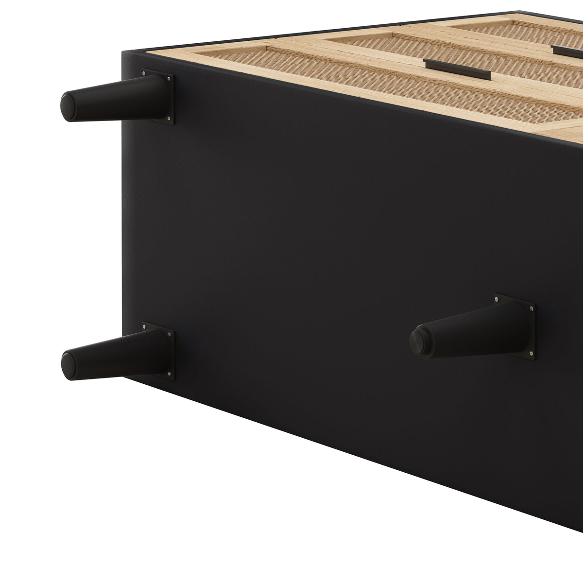 Nøordka Light Sideboard Default 52" Mid Century Modern Six Drawer Rattan Cabinet With Dark Accents