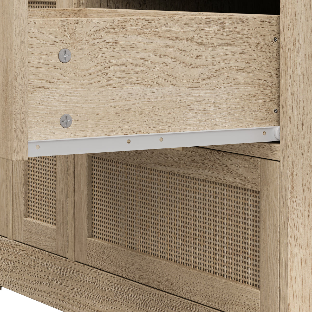 Nøordka Light Sideboard Default 52" Neutral Tone 9 Rattan Drawer Cabinet