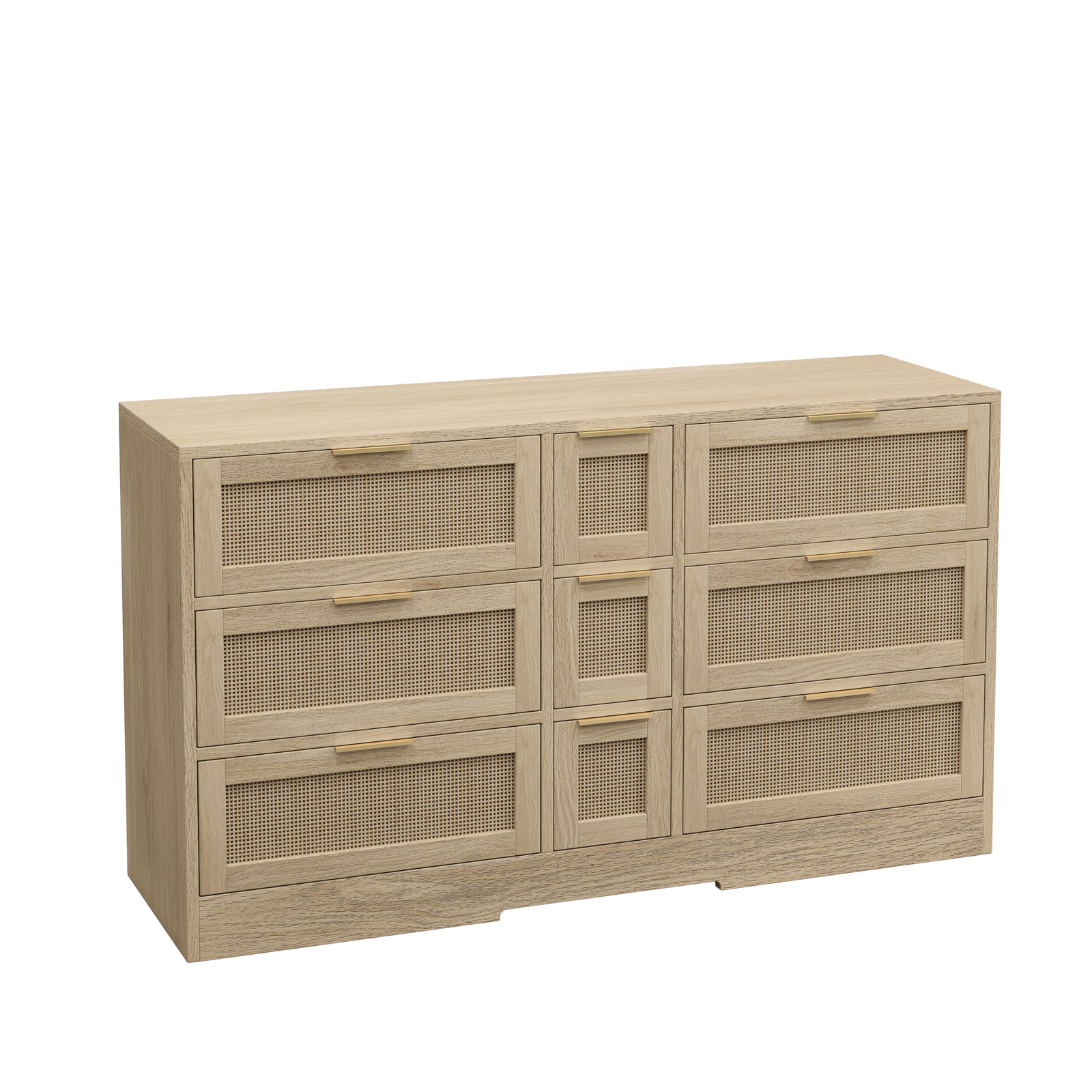 Nøordka Light Sideboard Default 52" Neutral Tone 9 Rattan Drawer Cabinet