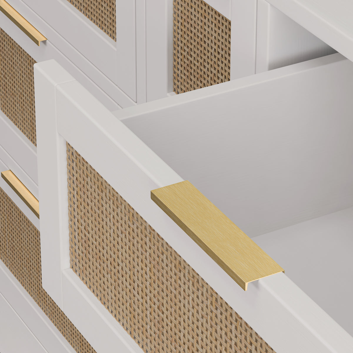 Nøordka Light Sideboard Default 52" Stylish 9 Drawer Rattan Storage Cabinet with Light Accents