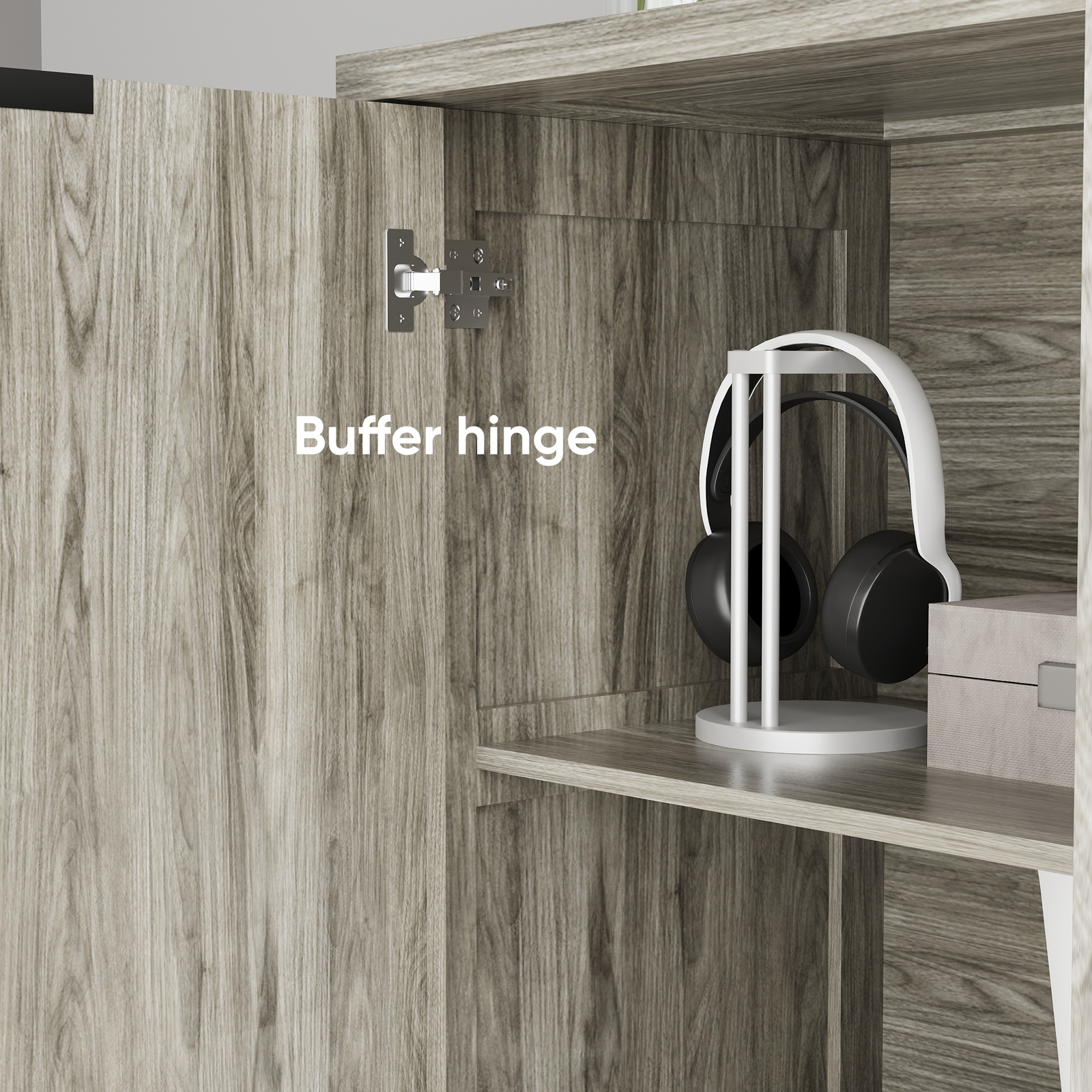 Nøordka Light Sideboard Default 55" Gray Mid Century Modern Buffet Cabinet with Diamond Carved Doors