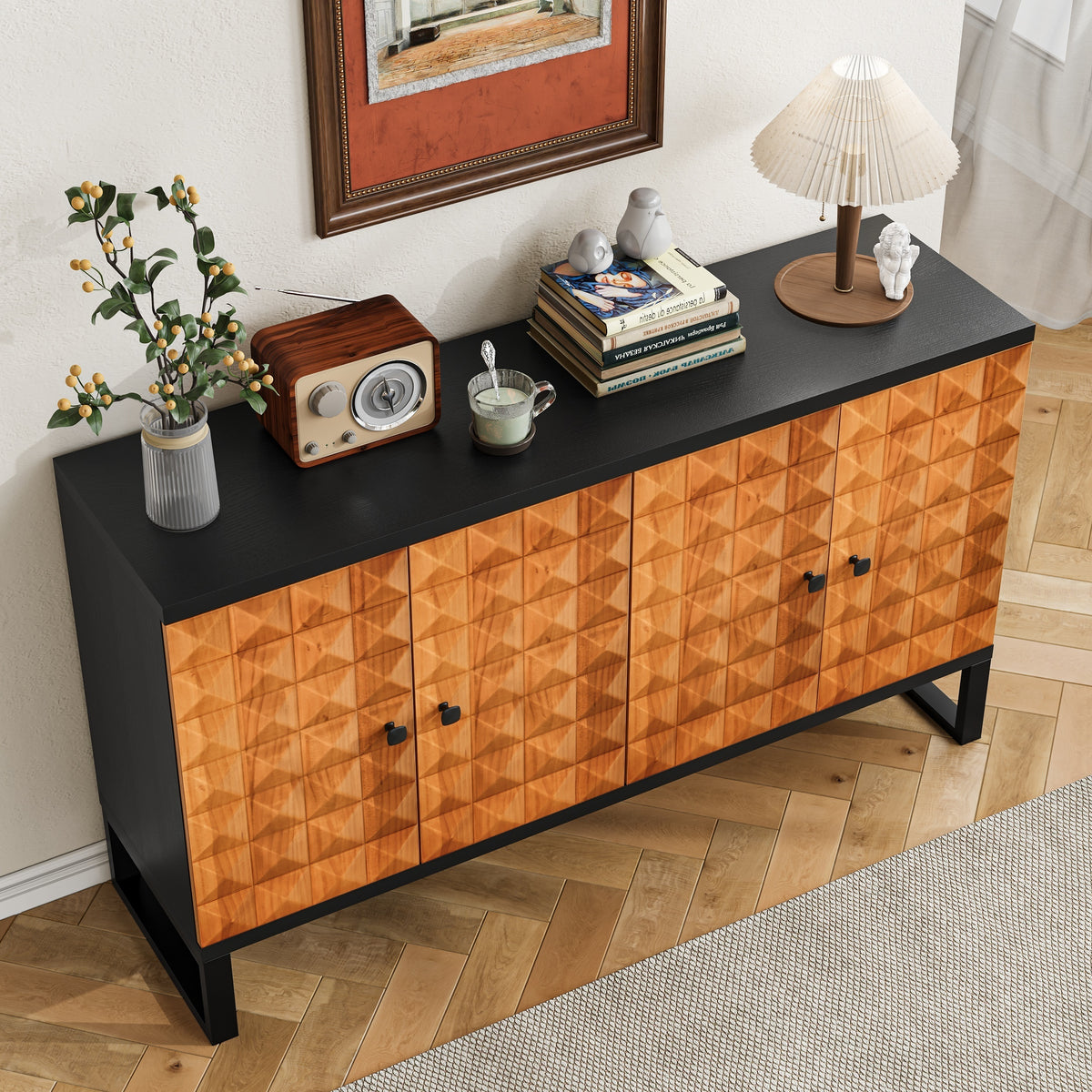 Nøordka Light Sideboard Default 55" Mid Century Modern Retro Buffet Cabinet