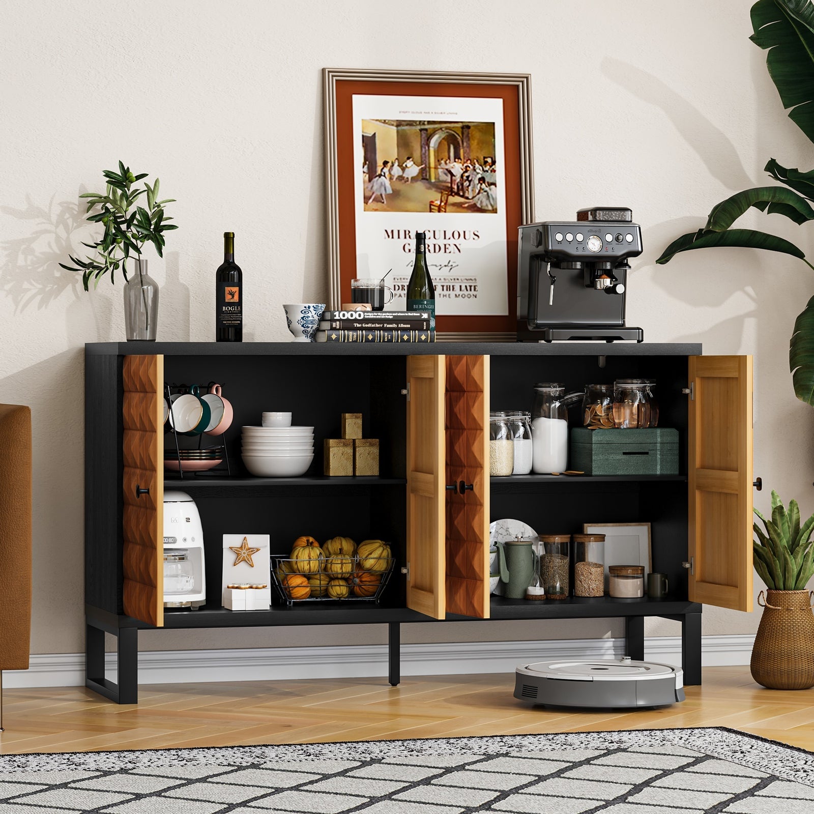 Nøordka Light Sideboard Default 55" Mid Century Modern Retro Buffet Cabinet