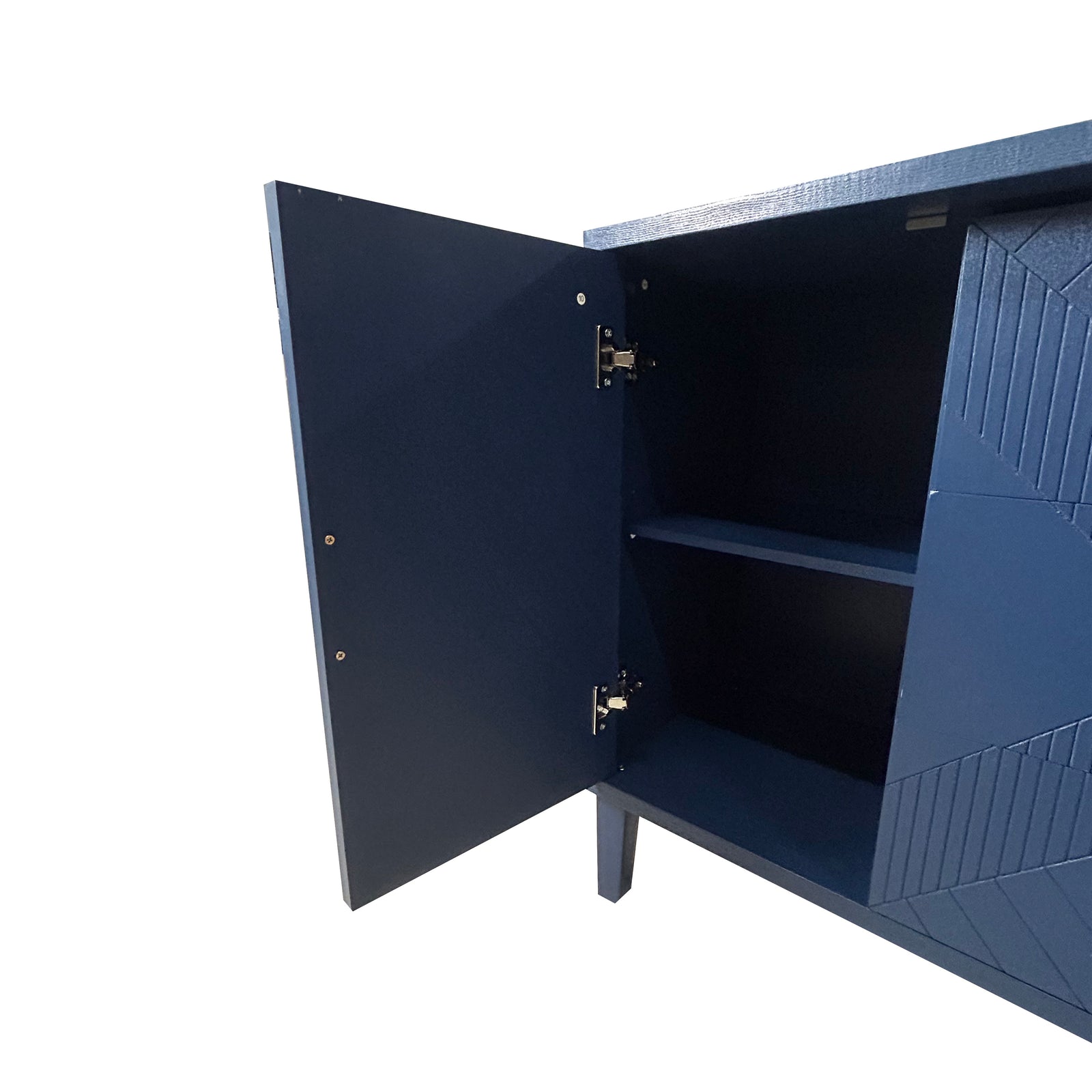 Nøordka Light Sideboard Default 55" Navy Blue 2-Door Cabinet with 3 Drawers & Geometric Pattern