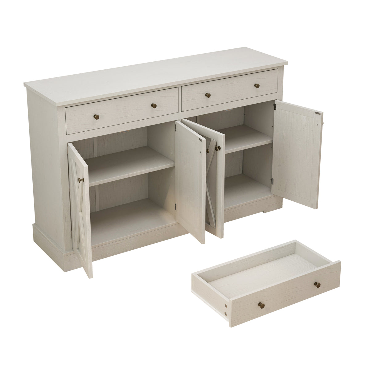 Nøordka Light Sideboard Default 55" White Vintage Sideboard with Farmhouse Style