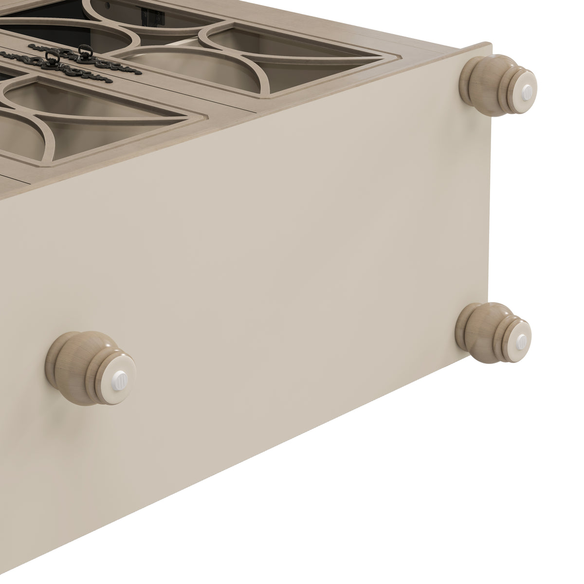 Nøordka Light Sideboard Default 60" Beige Finish Elegant Antique 4-Door Cabinet with Glass Doors