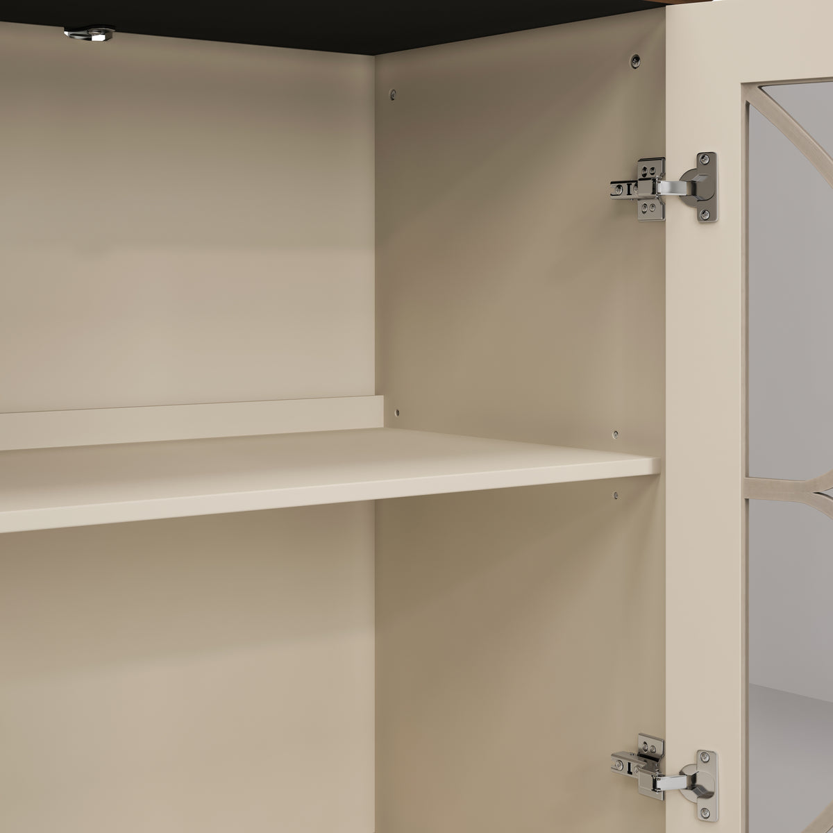 Nøordka Light Sideboard Default 60" Beige Finish Elegant Antique 4-Door Cabinet with Glass Doors