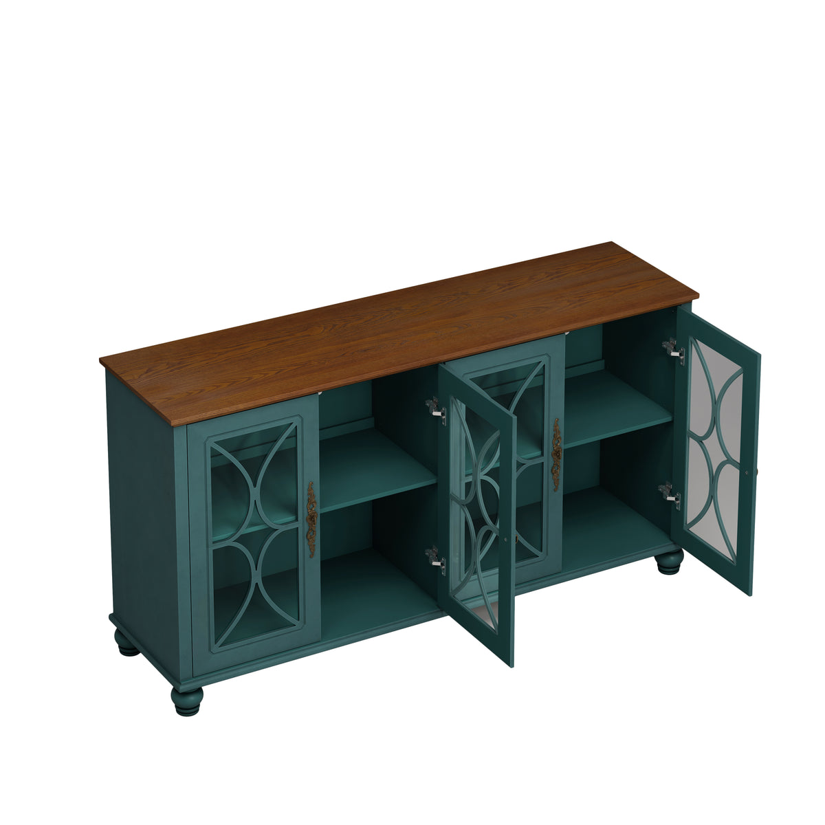 Nøordka Light Sideboard Default 60" Dark Green Elegant Antique 4-Door Cabinet