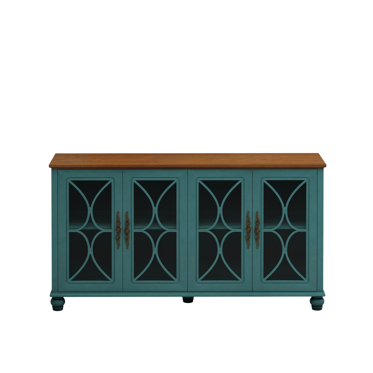 Nøordka Light Sideboard Default 60" Dark Green Elegant Antique 4-Door Cabinet